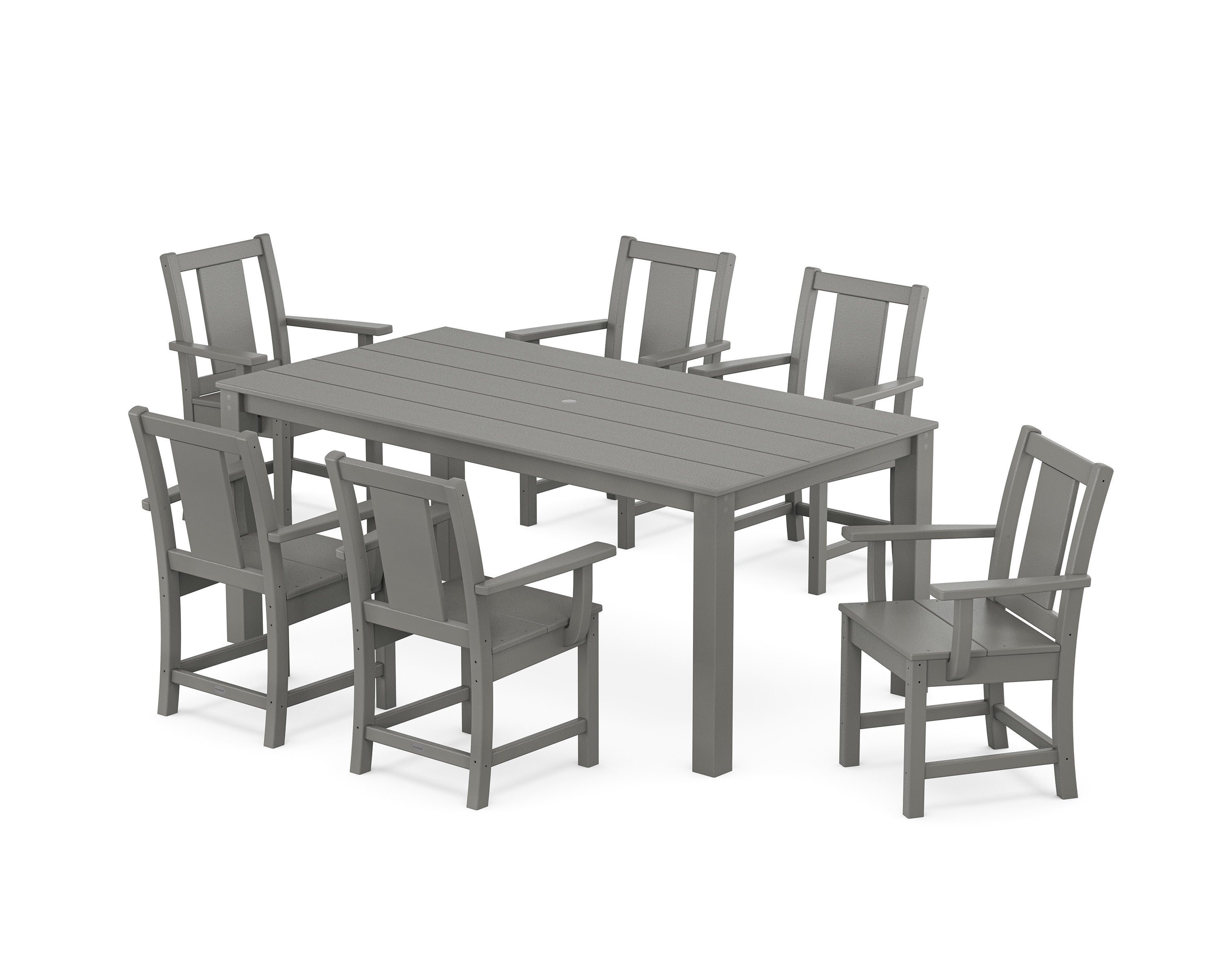 Prairie Arm Chair 7-Piece Parsons Dining Set in Slate Grey