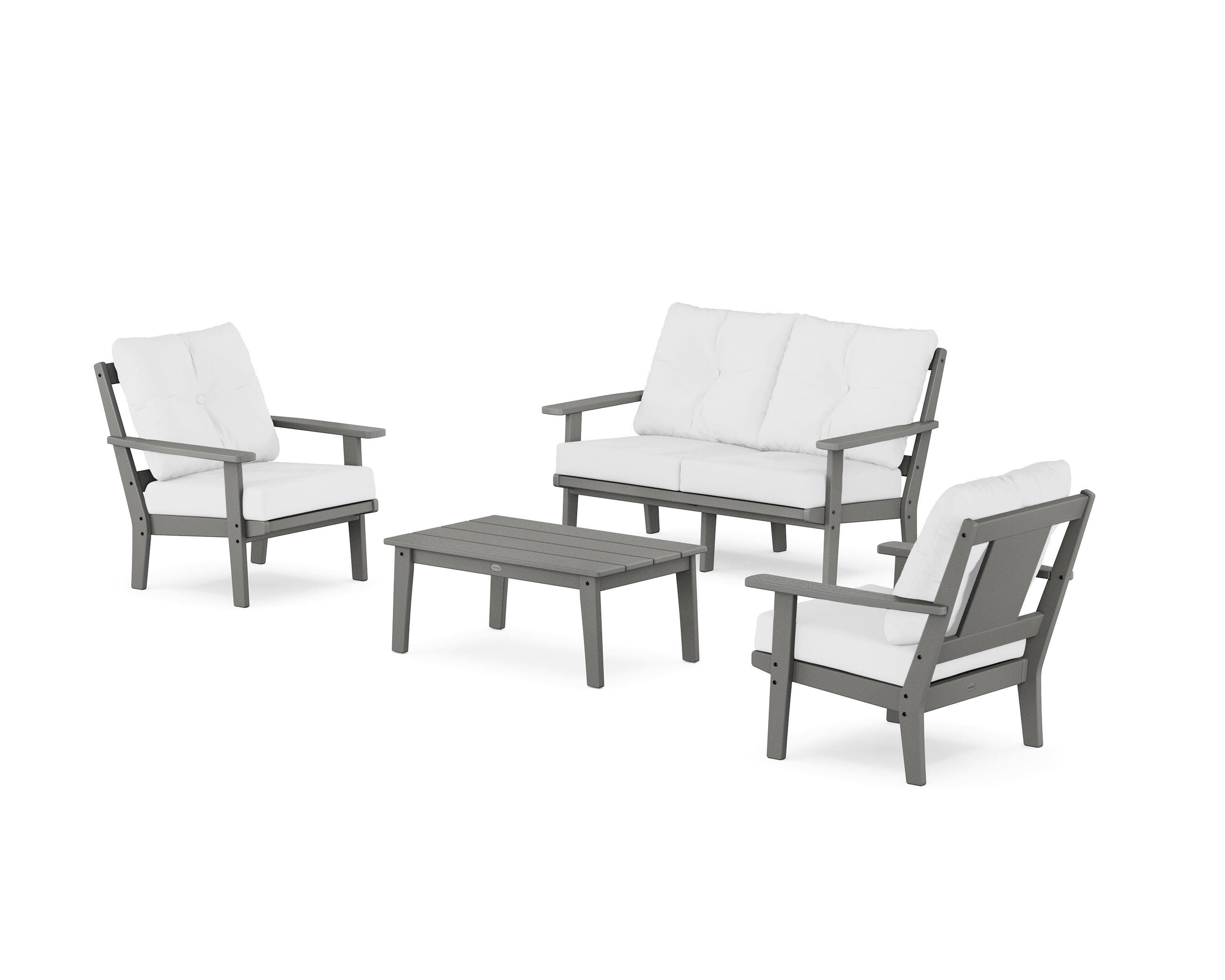 Prairie 4-Piece Deep Seating Set with Loveseat in Slate Grey / Natural