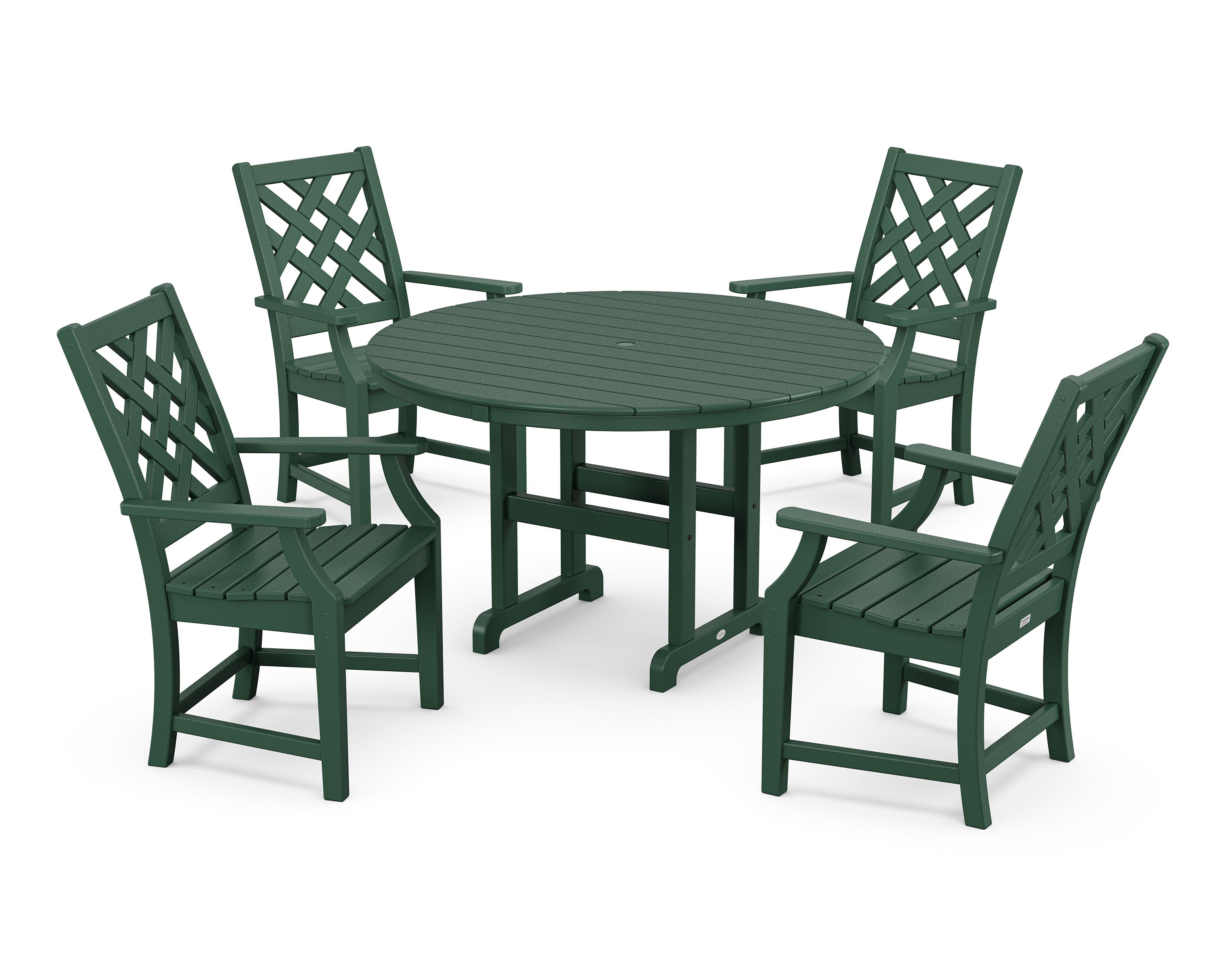 Wovendale 5-Piece Round Farmhouse Dining Set in Green