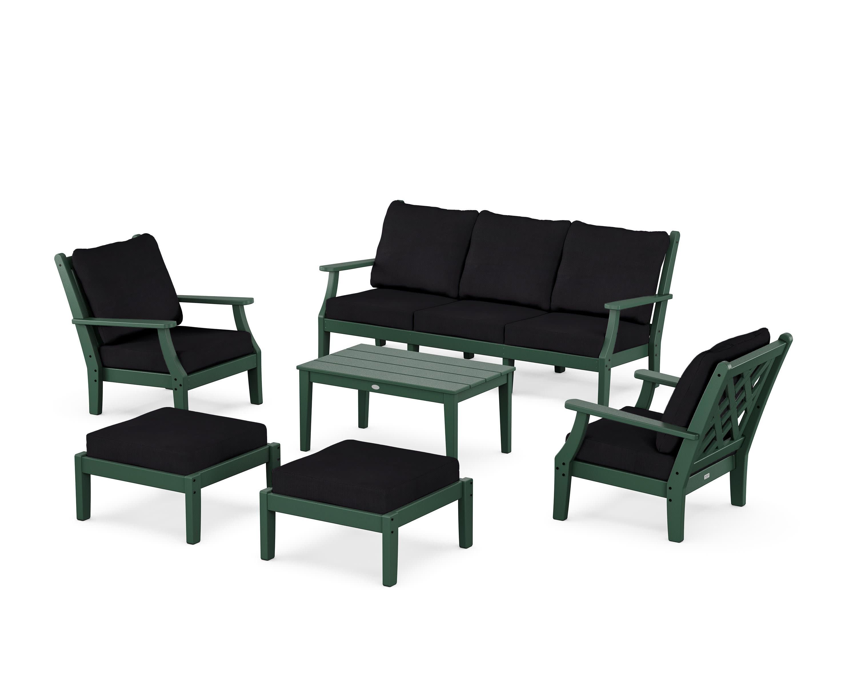 Wovendale 6-Piece Lounge Sofa Set in Green / Midnight Linen