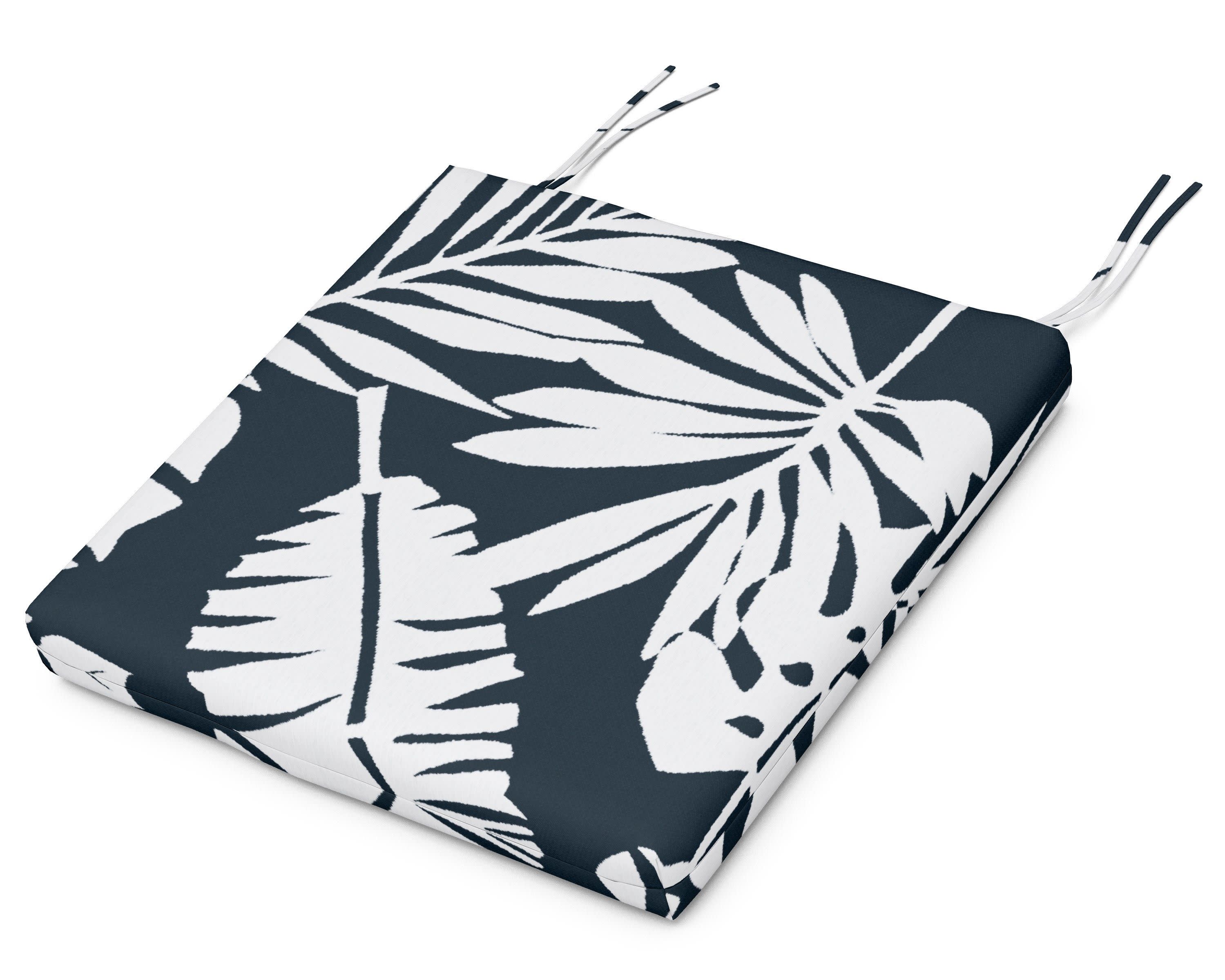 Seat Cushion - 17.5"D x 20"W x 2.5"H in Leaf Marine Indigo