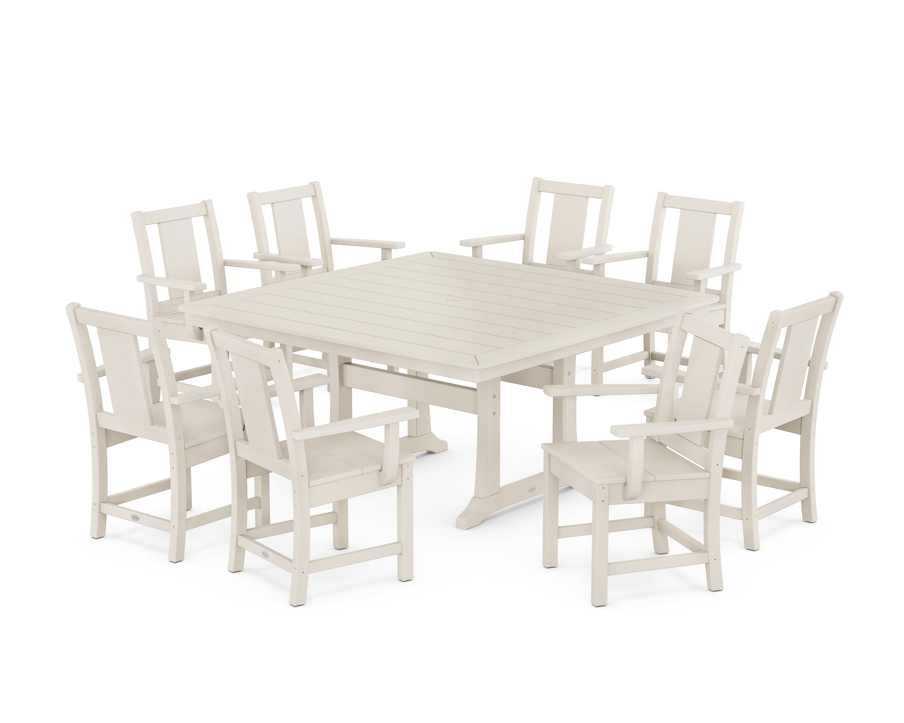 Prairie 9-Piece Square Dining Set with Trestle Legs in Sand