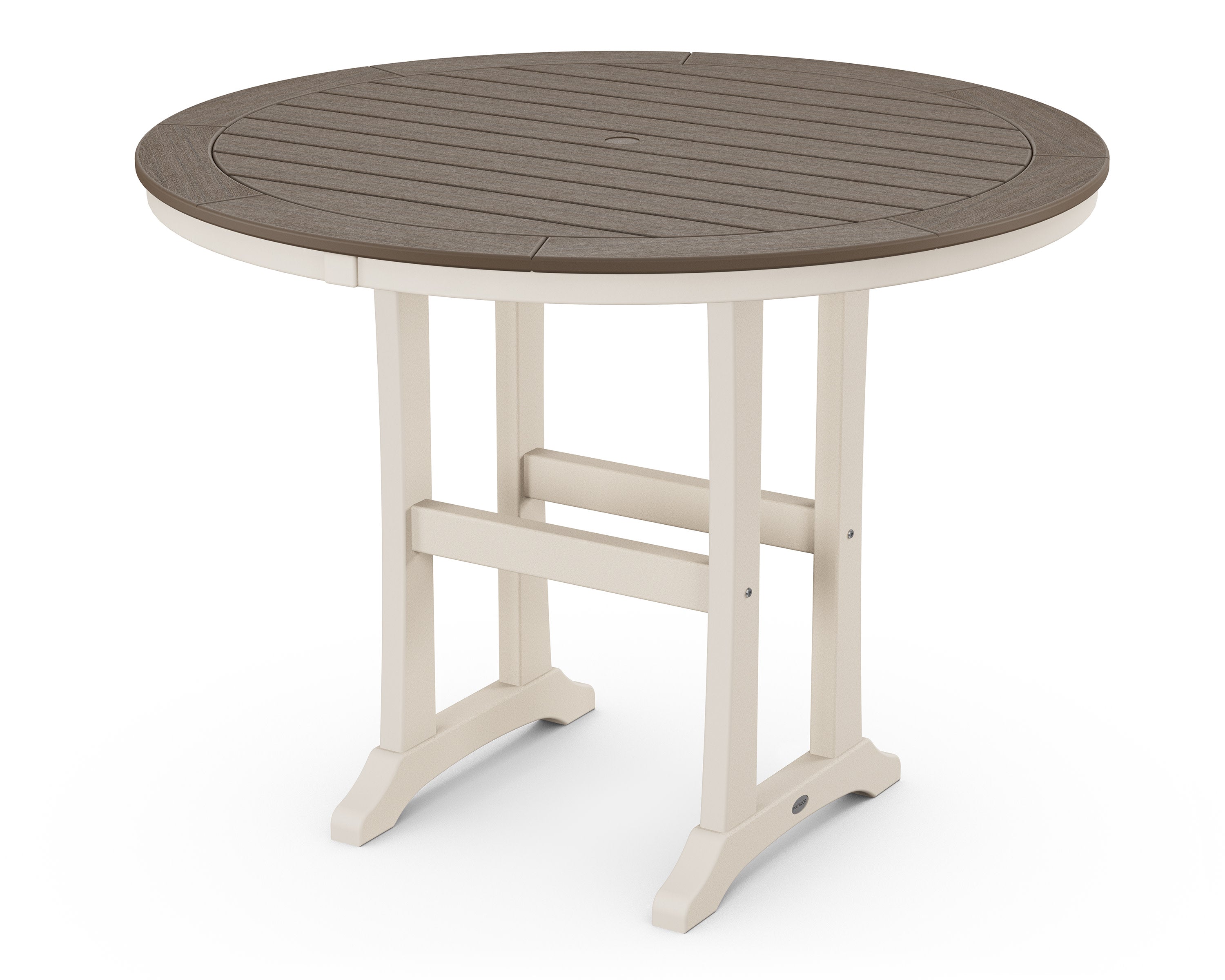 Nautical Trestle 48" Round Counter Table in Sand / Kona
