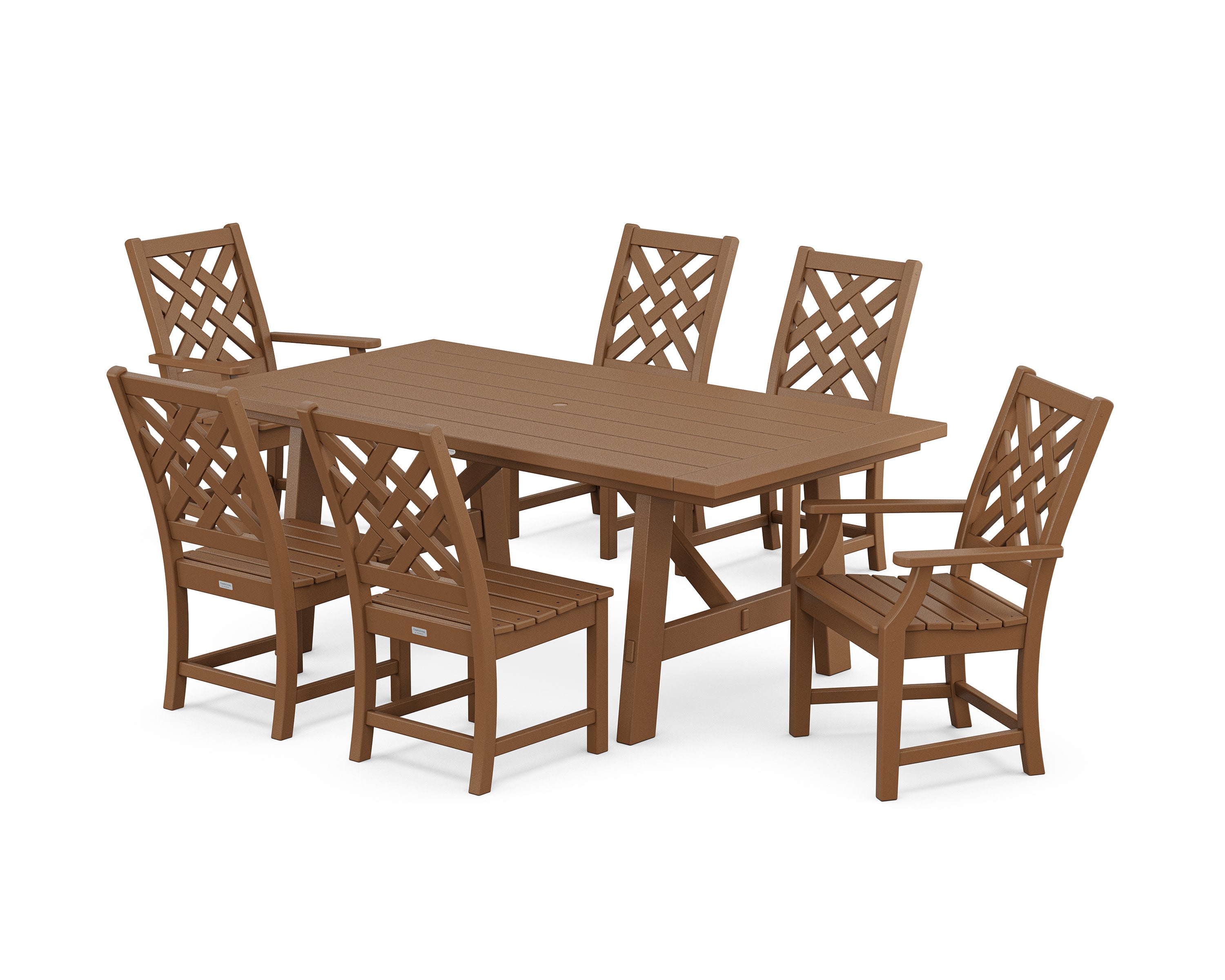Wovendale 7-Piece Rustic Farmhouse Dining Set in Teak