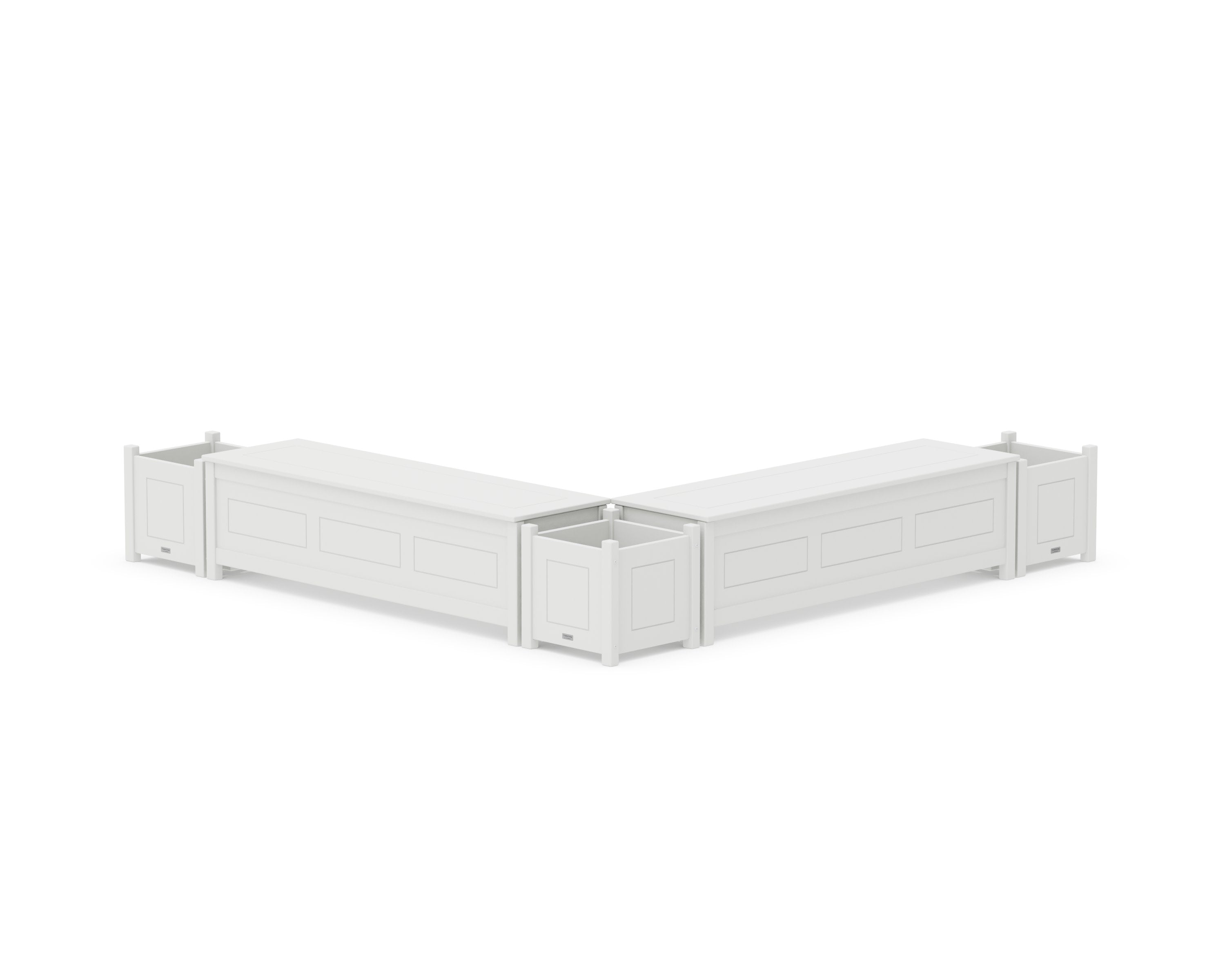 60" Country Living L- Shaped Planter Storage Bench Corner Set in White