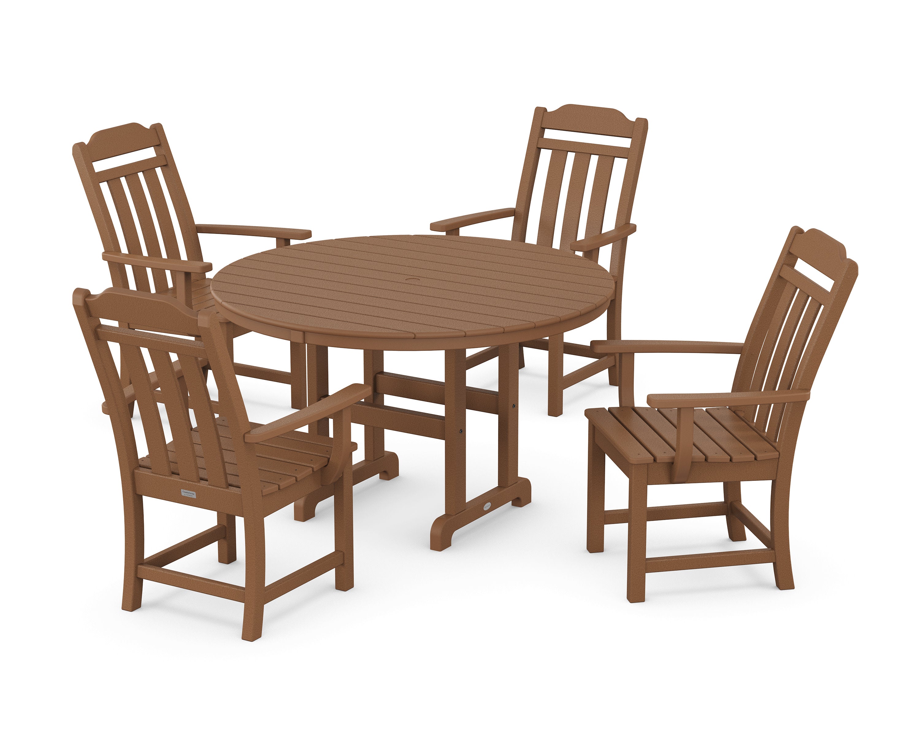 Cottage 5-Piece Round Farmhouse Dining Set in Teak