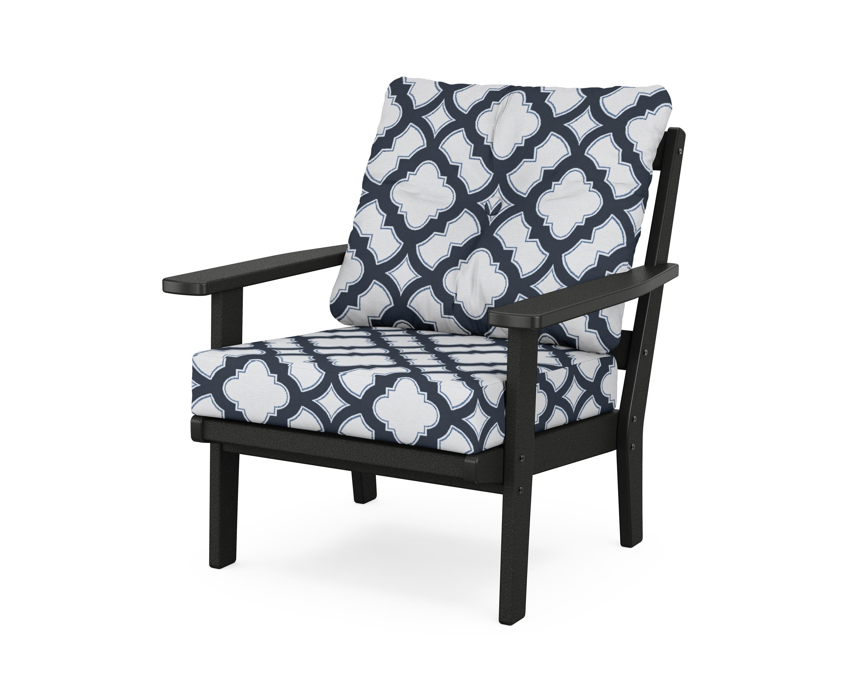 Prairie Deep Seating Chair in Black / Trellis Marine Indigo