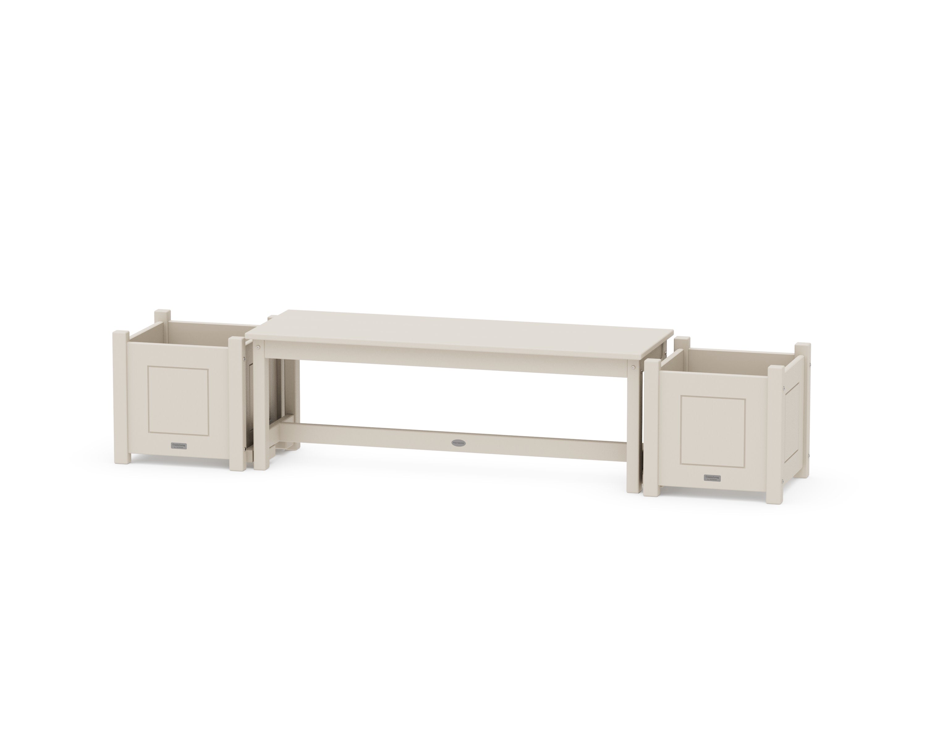 48" Country Living Straight Planter Bench Set in Sand