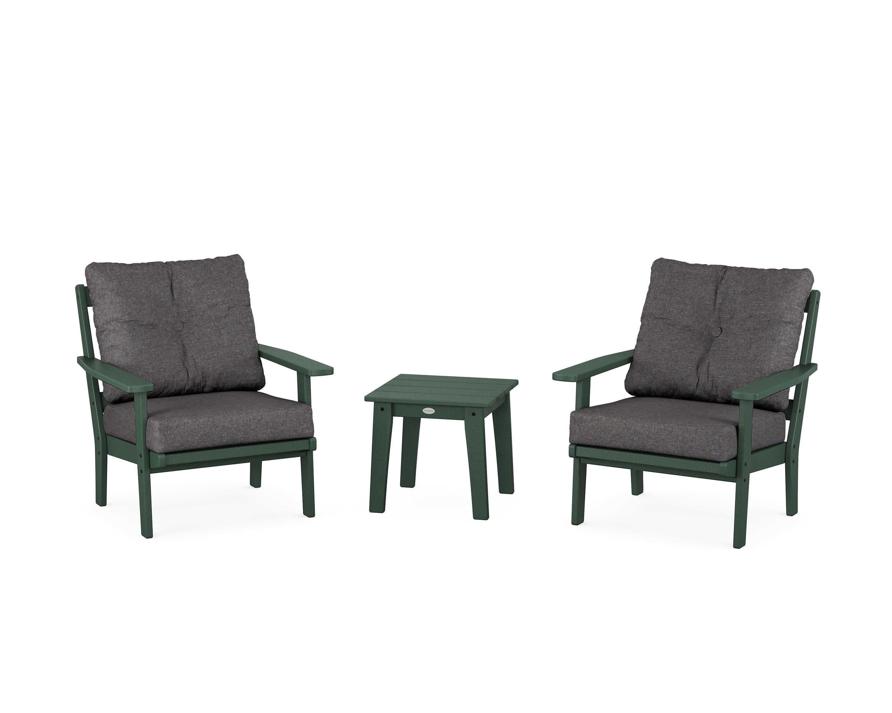 Prairie 3-Piece Deep Seating Set in Green / Ash Charcoal