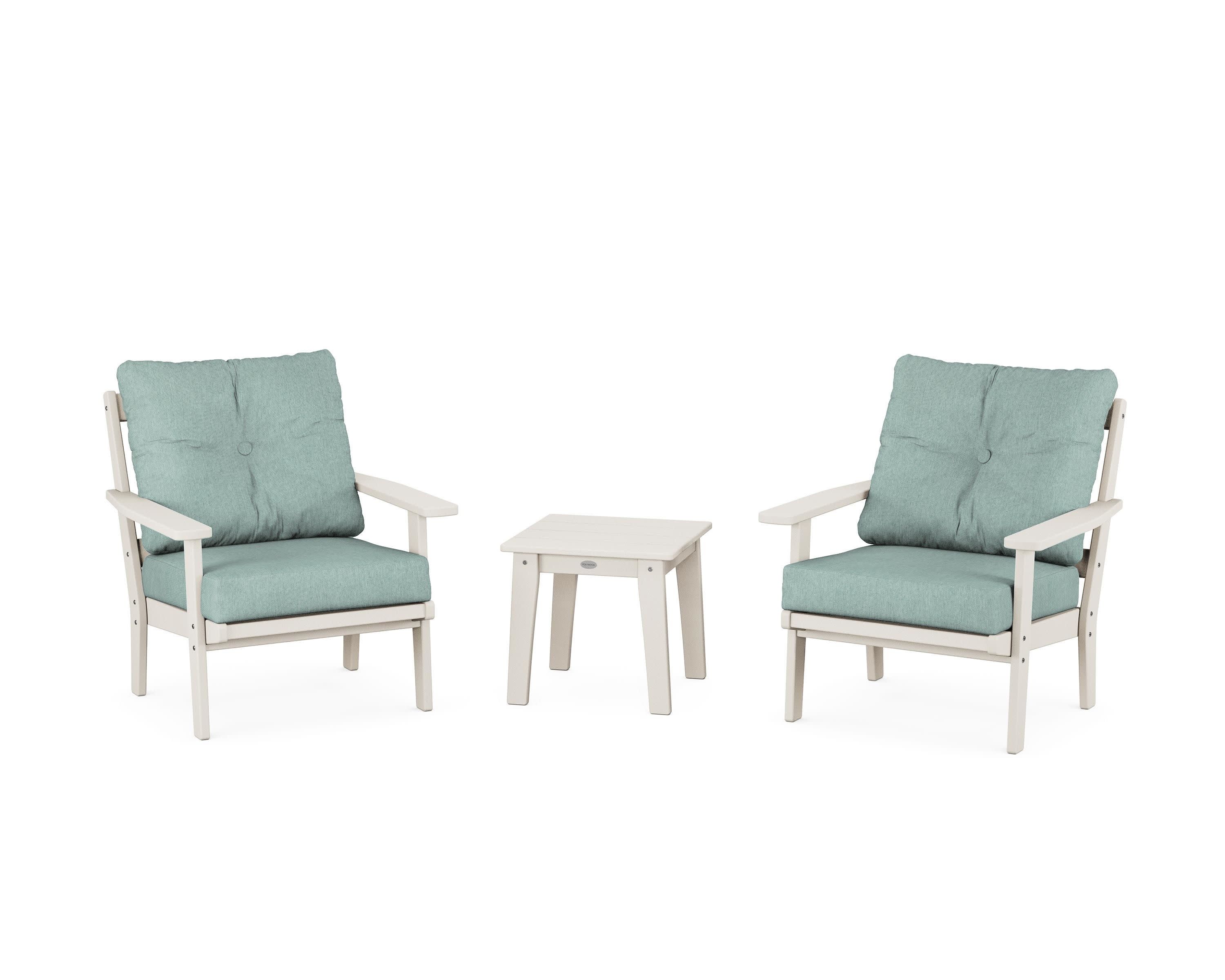 Prairie 3-Piece Deep Seating Set in Sand / Glacier Spa