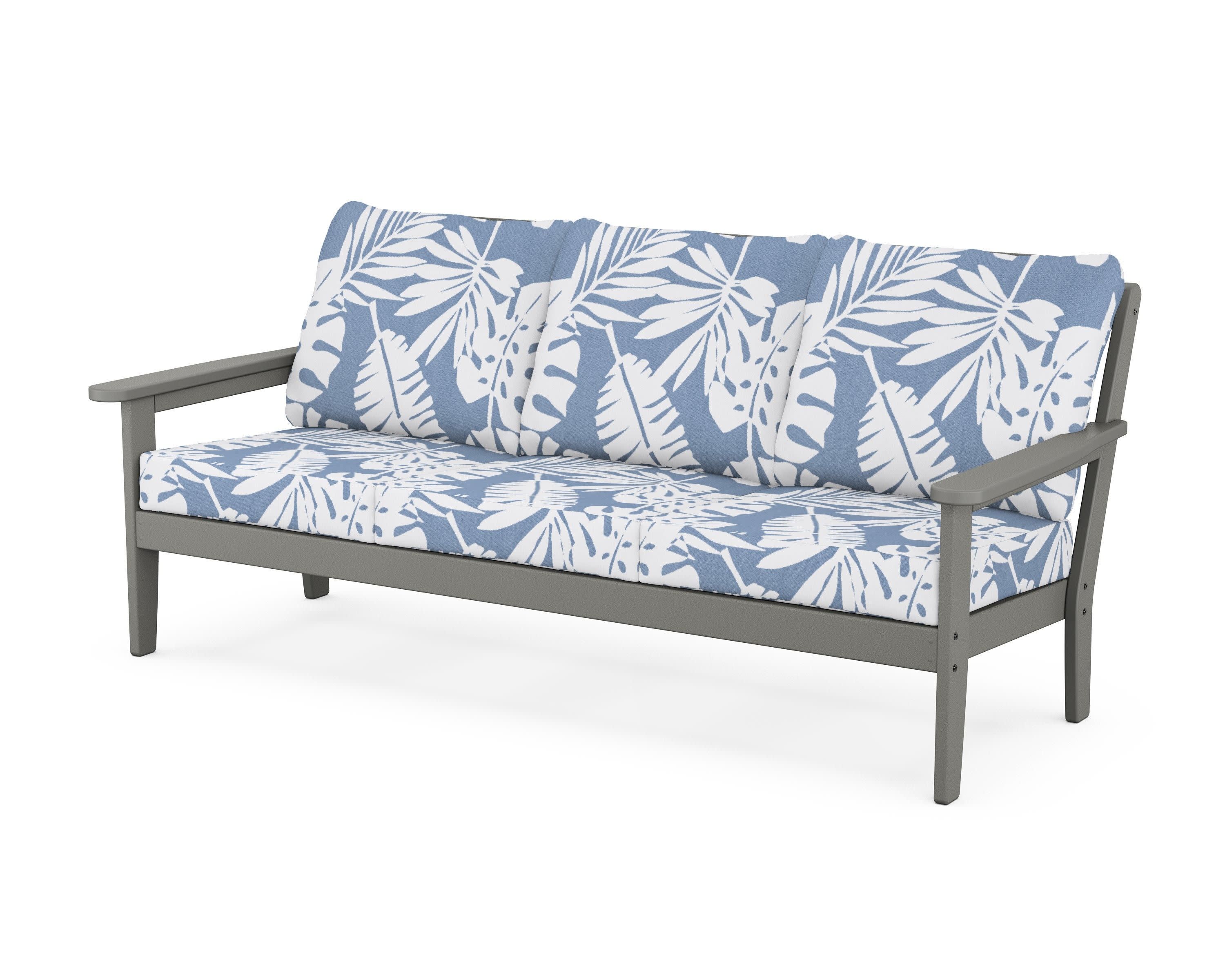 Cottage Deep Seating Sofa in Slate Grey / Leaf Sky Blue
