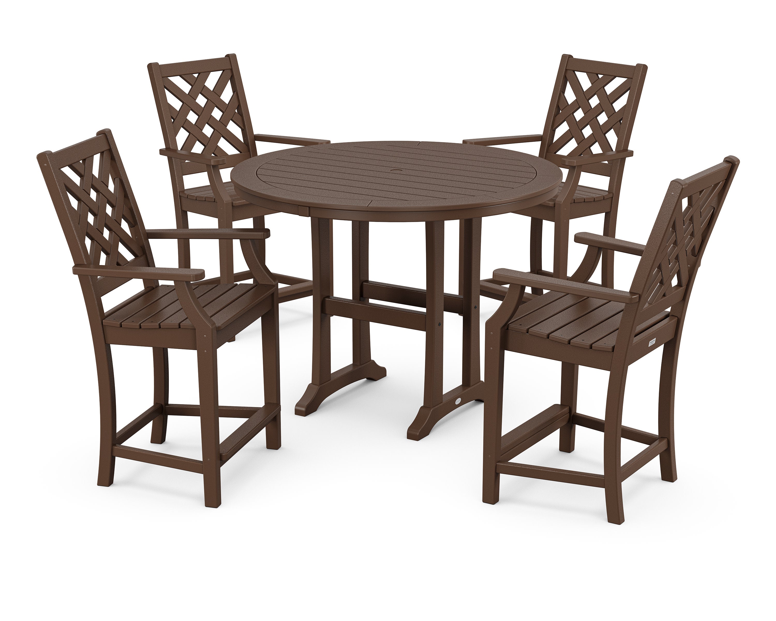 Wovendale 5-Piece Round Counter Set in Mahogany