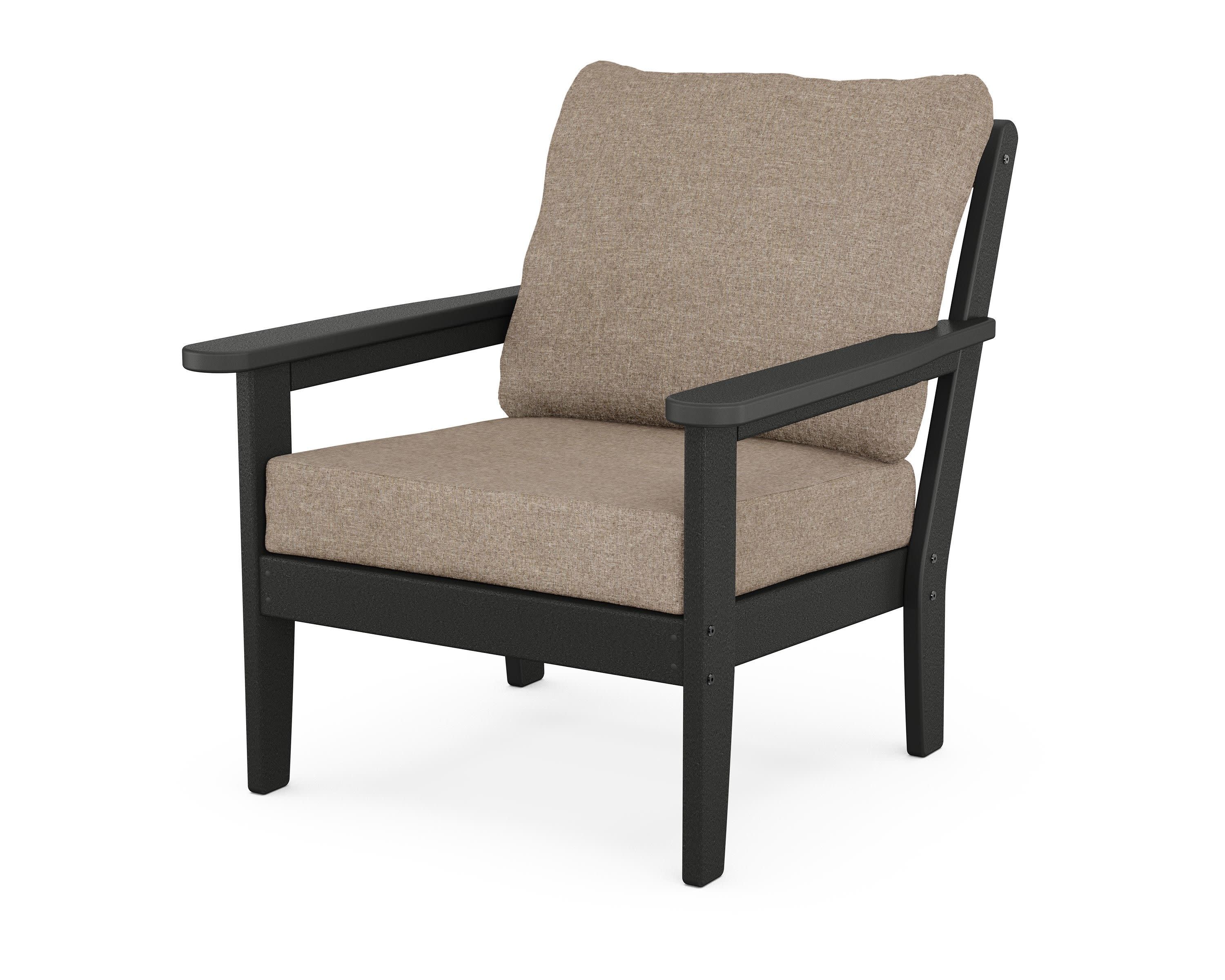 Cottage Deep Seating Chair in Black / Spiced Burlap