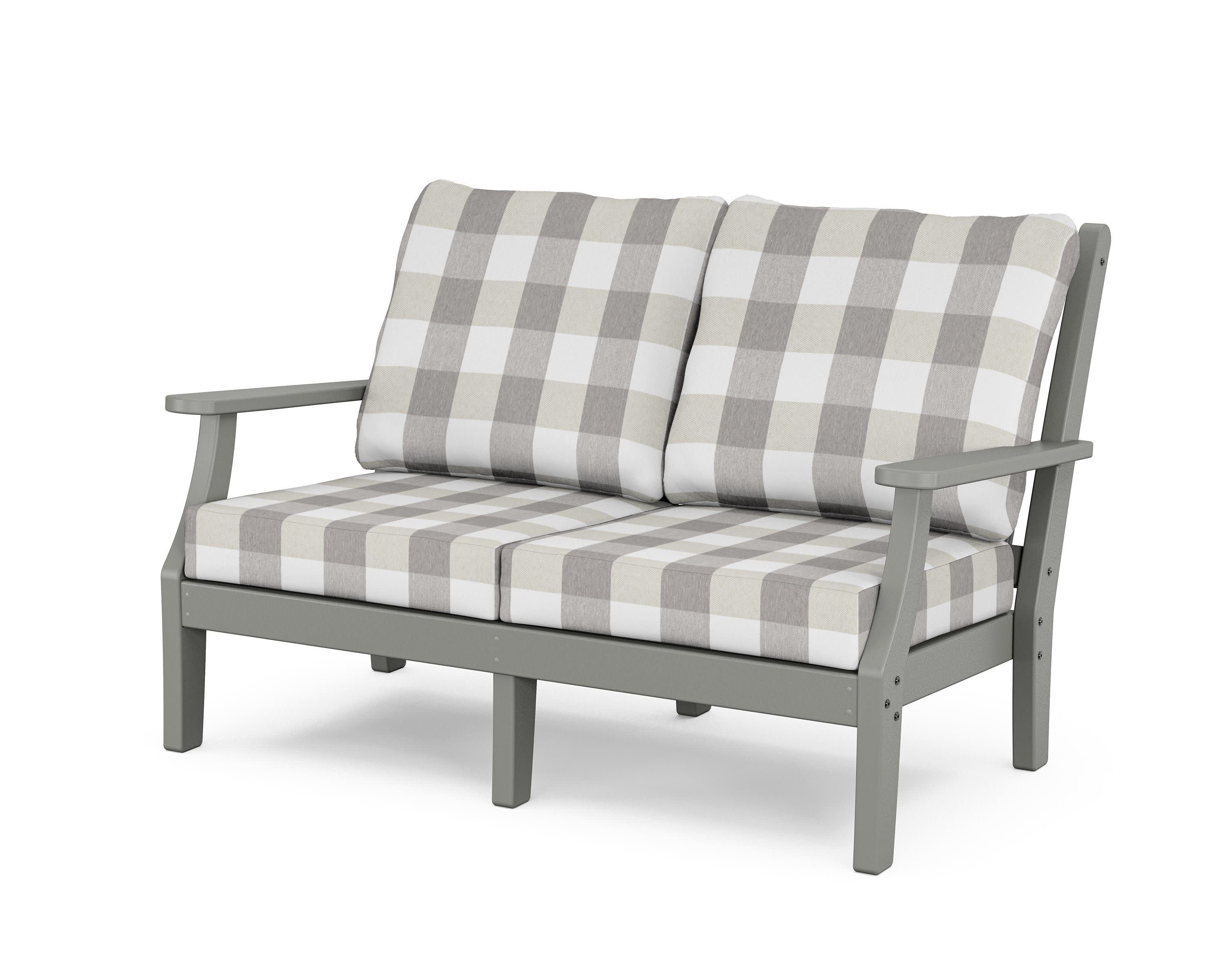 Wovendale Deep Seating Loveseat in Slate Grey / Buffalo Plaid Grey Mist