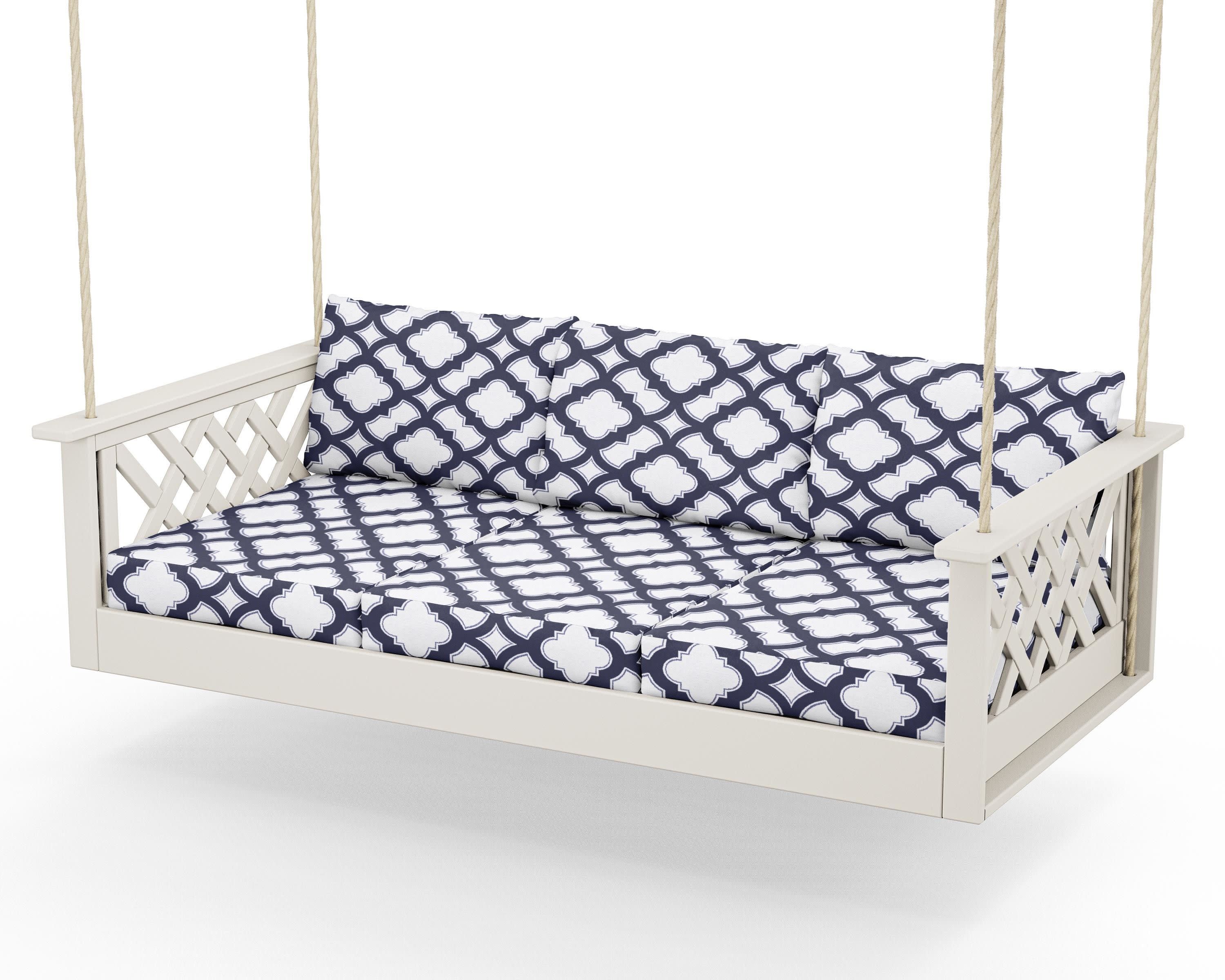 Wovendale Daybed Swing in Sand / Trellis Navy