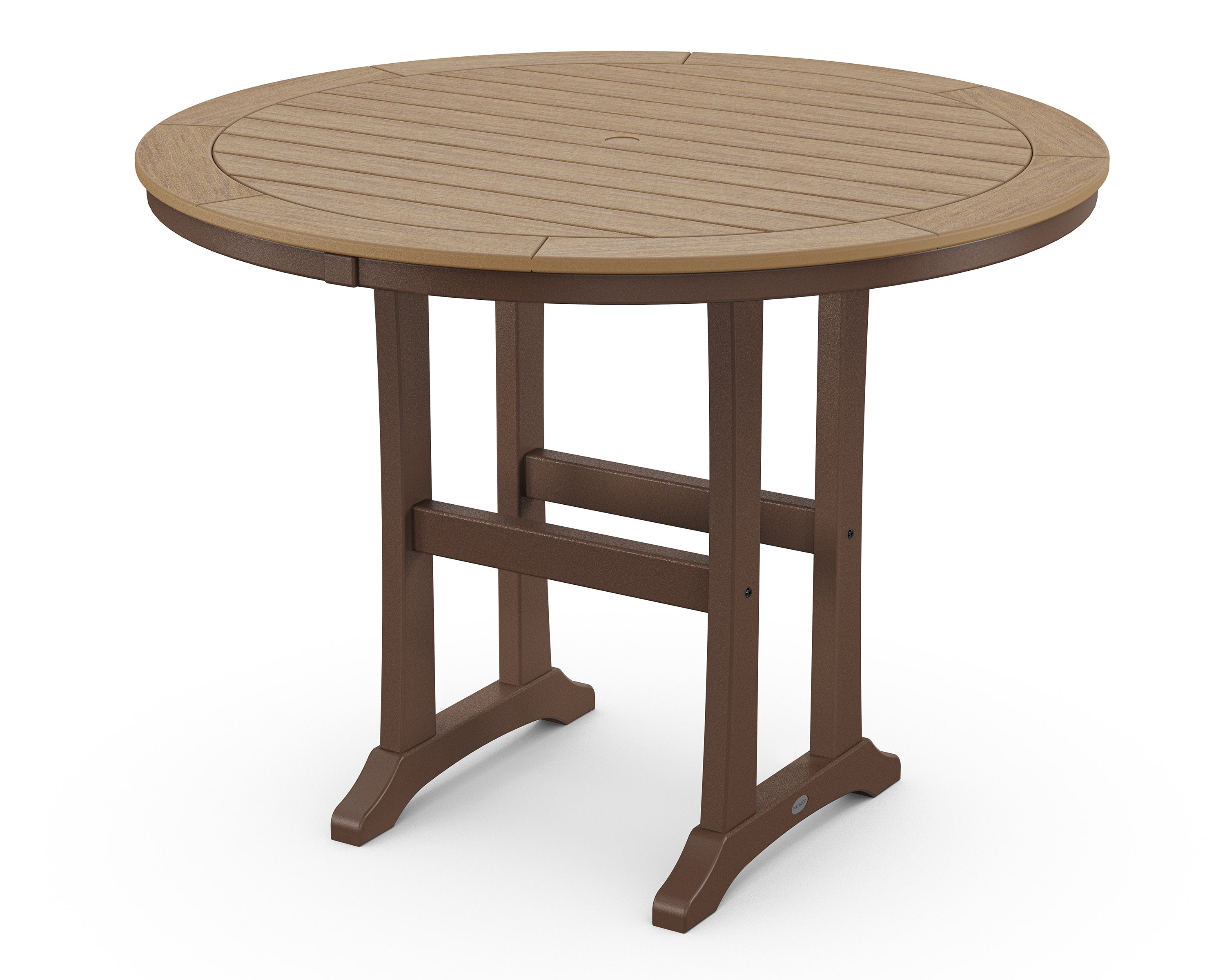 Nautical Trestle 48" Round Counter Table in Mahogany / Natural
