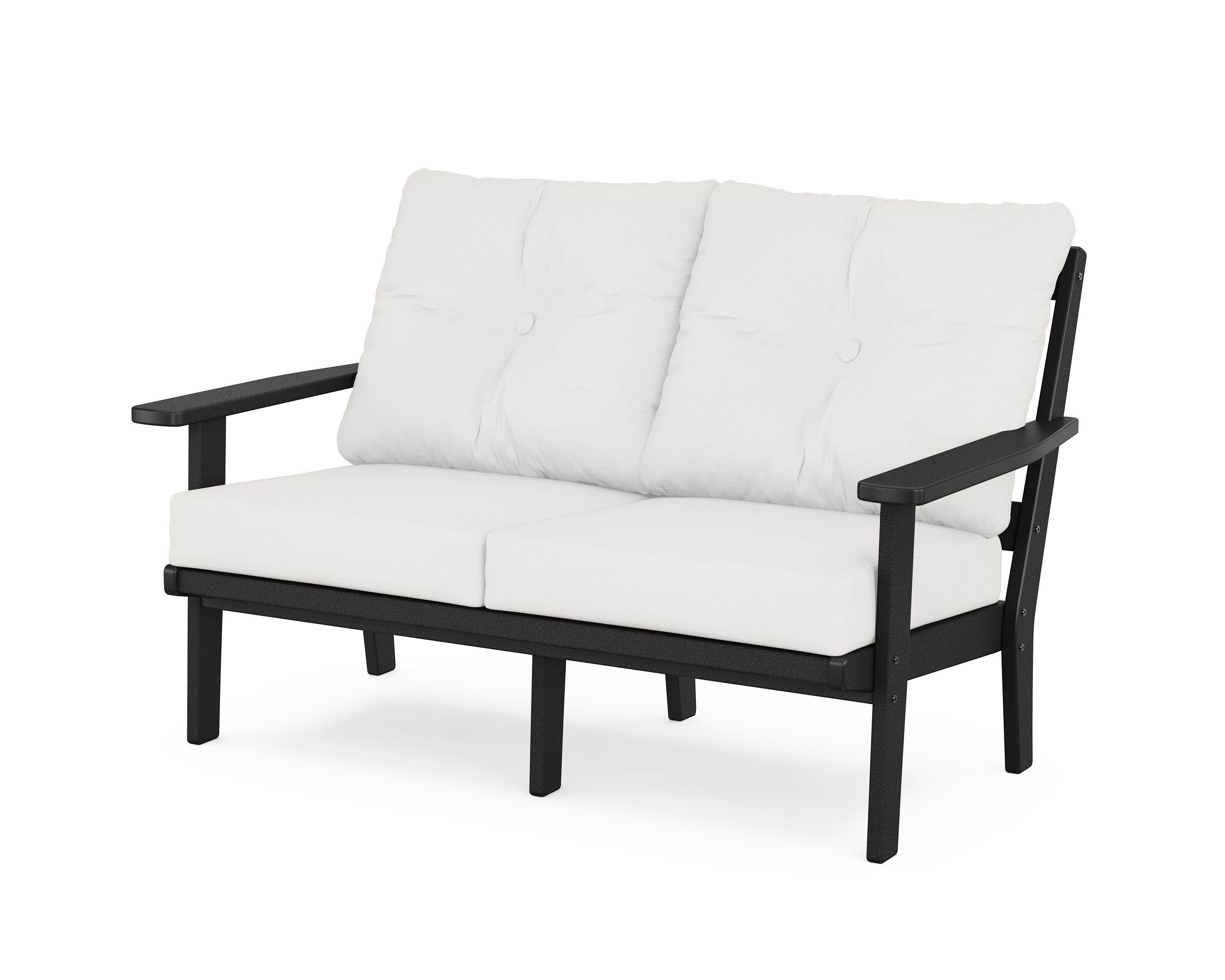 Prairie Deep SeatingLoveseat in Black / Natural Linen