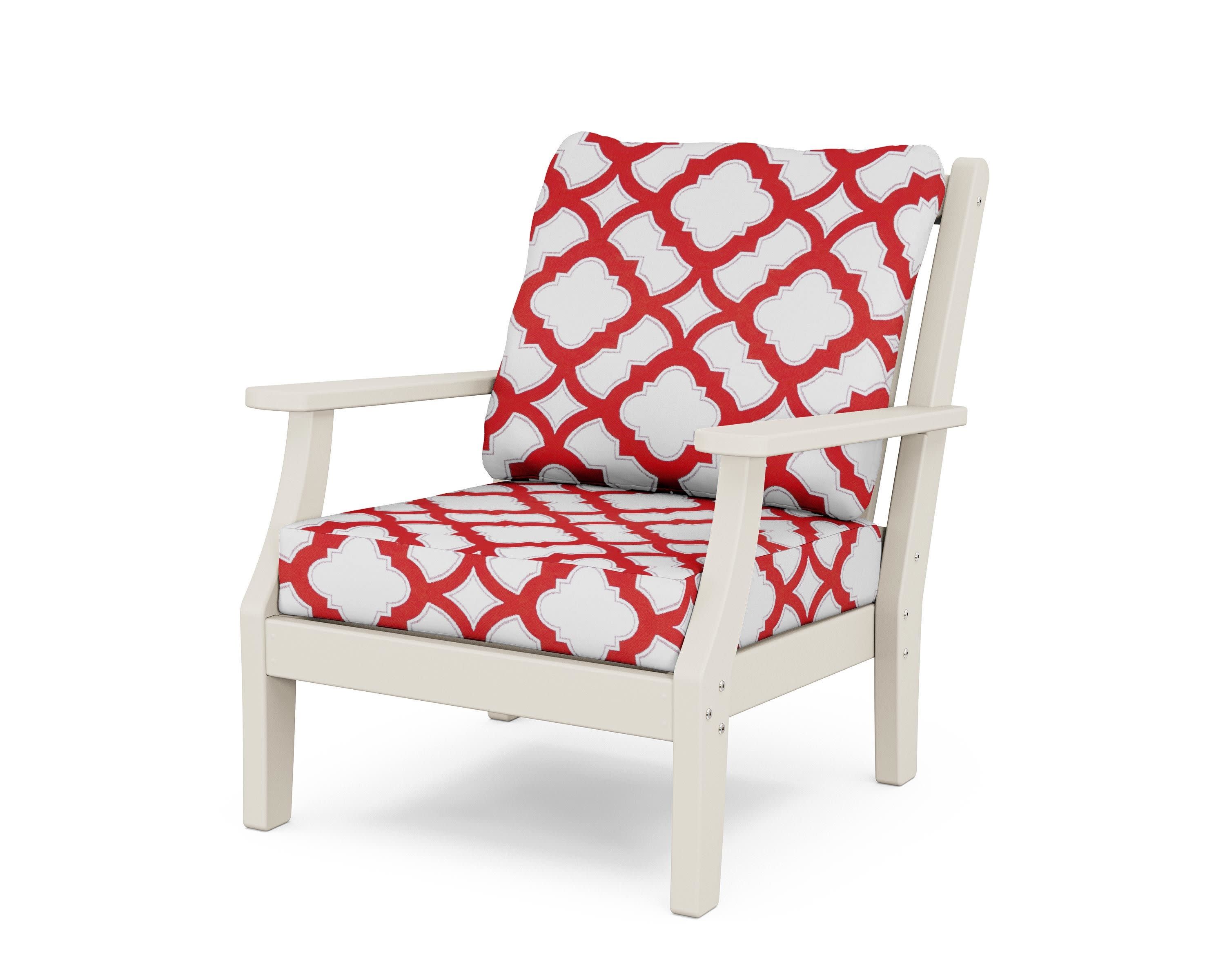Wovendale Deep Seating Chair in Sand / Trellis Crimson