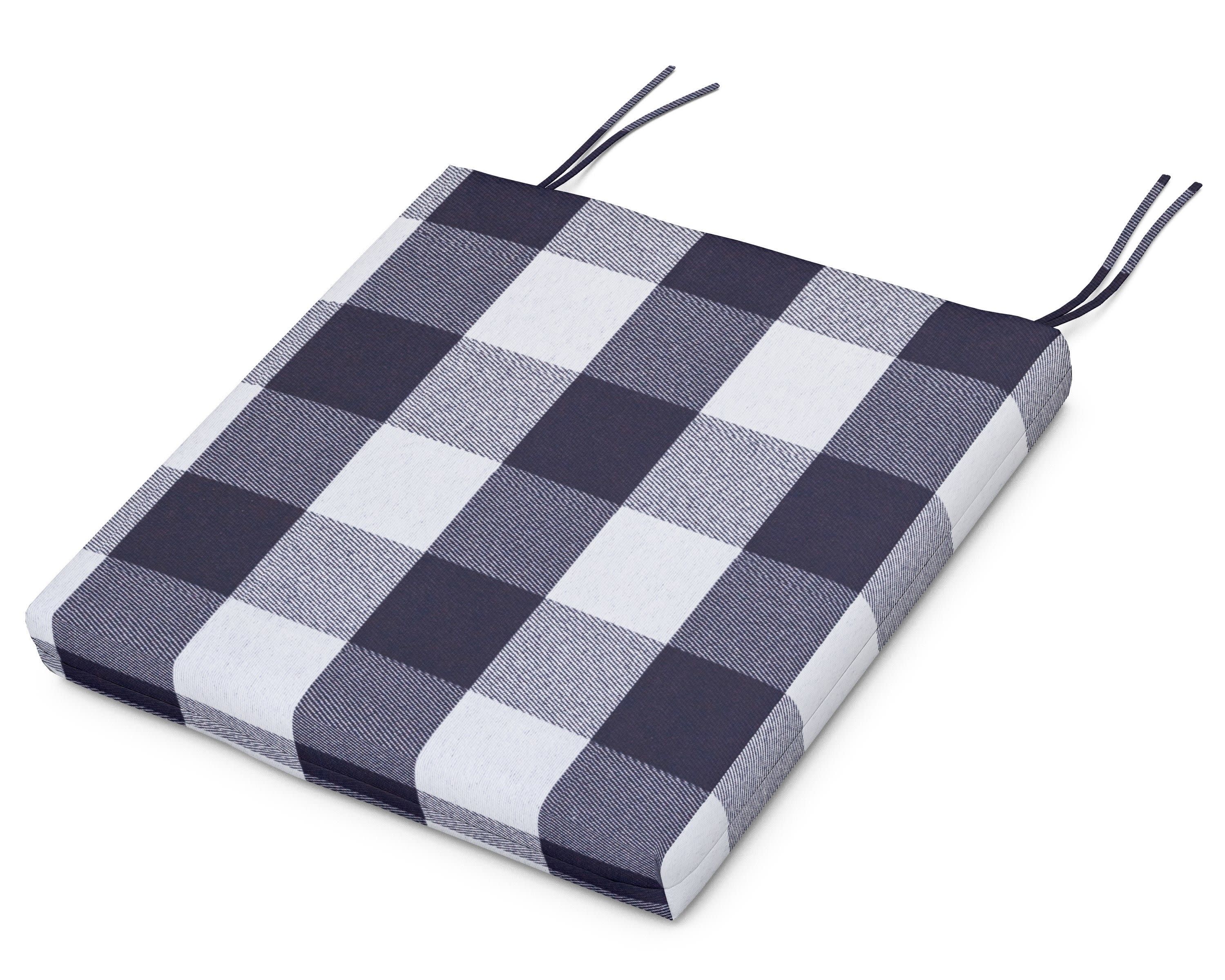 Standard Seat Cushion 17.25"D x 19.25"W x 2.5"H in Buffalo Plaid Navy