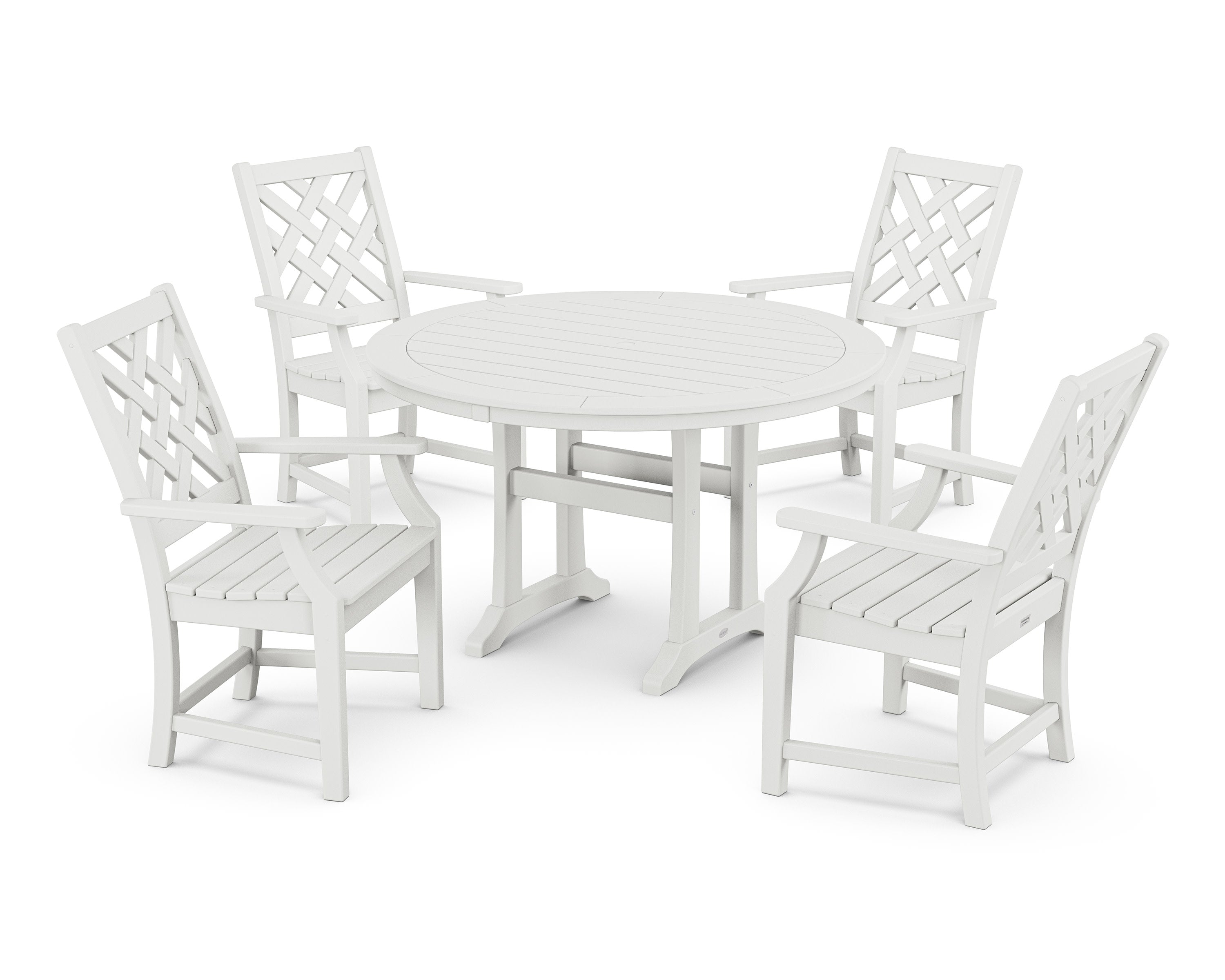 Wovendale 5-Piece Round Dining Set with Trestle Legs in White
