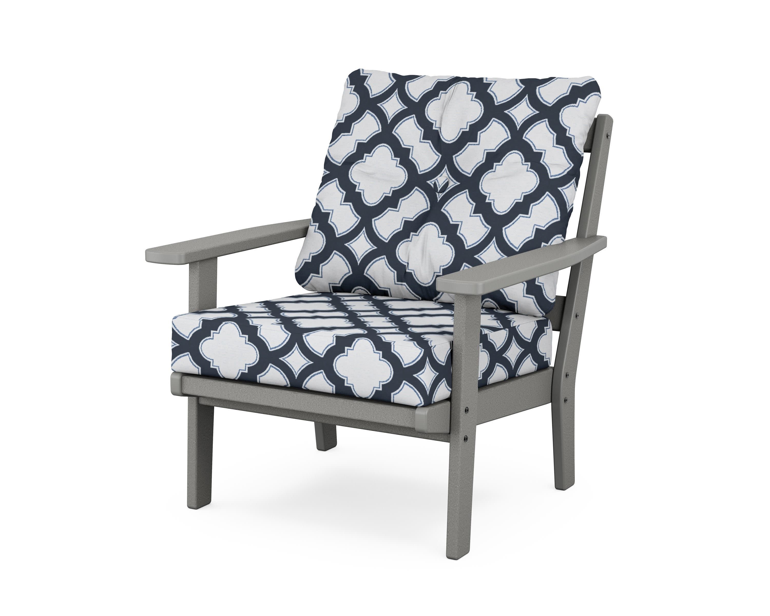 Prairie Deep Seating Chair in Slate Grey / Trellis Marine Indigo