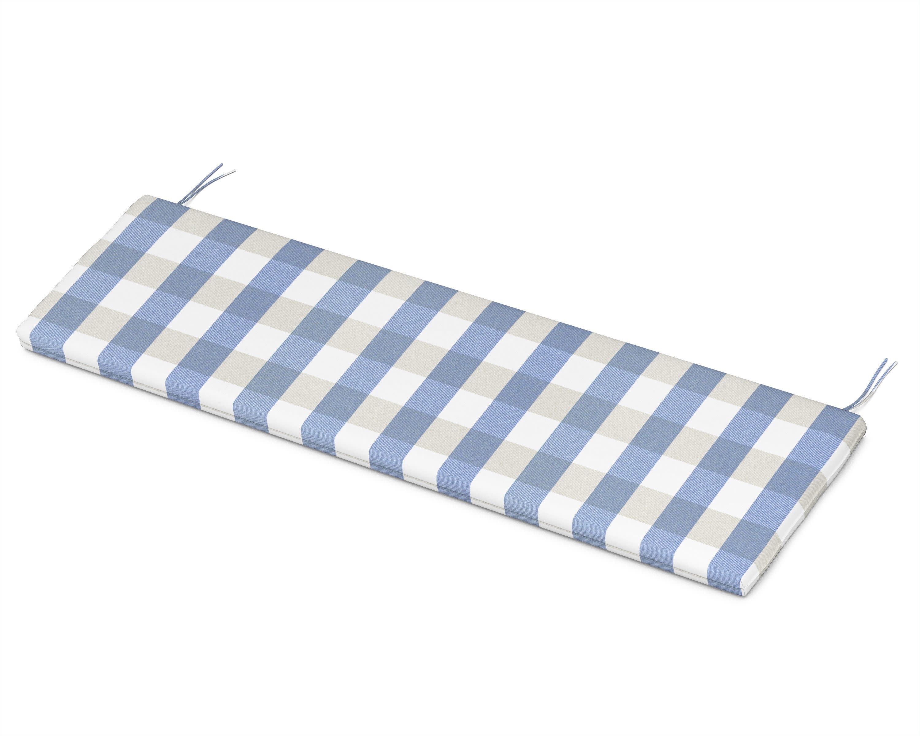 Bench Seat Cushion - 17.5"D x 55"W x 2.5"H in Buffalo Plaid Sky Blue