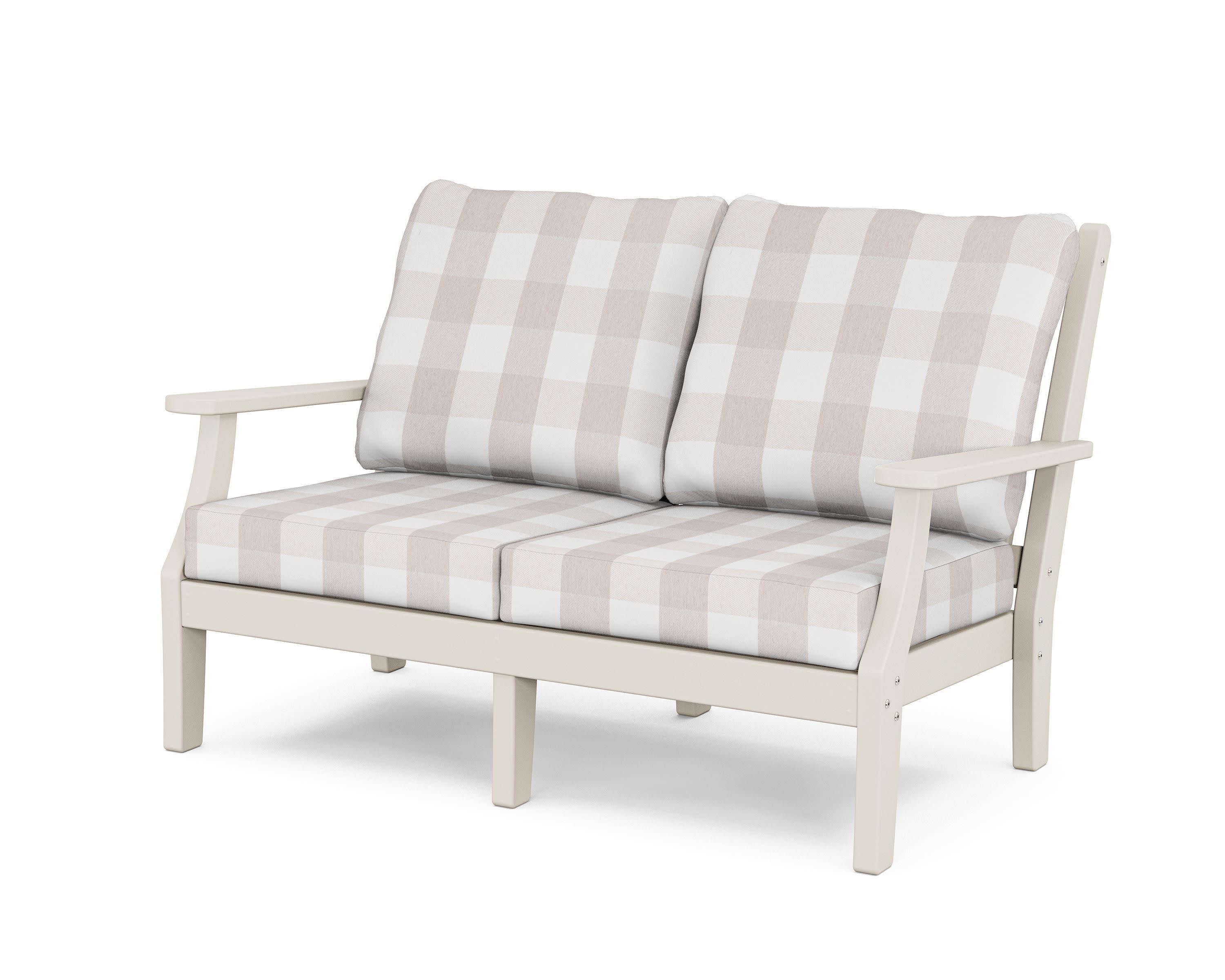 Wovendale Deep Seating Loveseat in Sand / Buffalo Plaid Dune Burlap