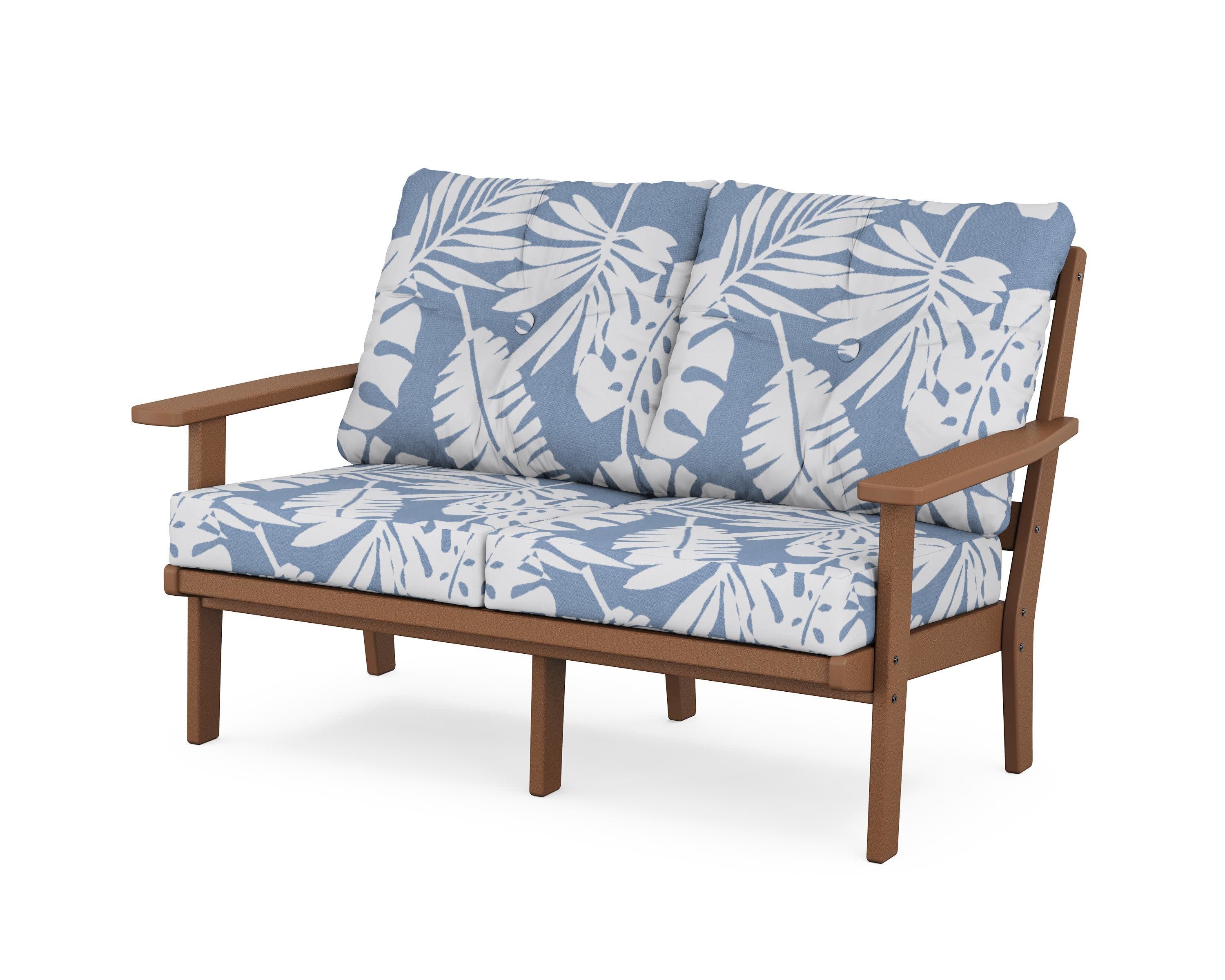 Prairie Deep SeatingLoveseat in Teak / Leaf Sky Blue