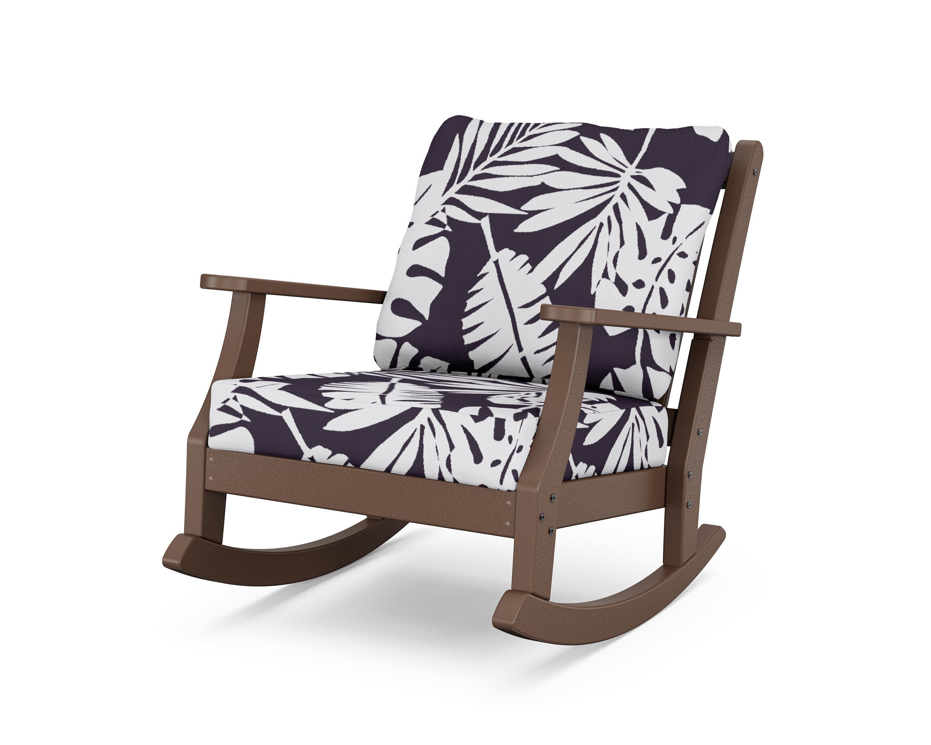 Wovendale Deep Seating Rocking Chair in Mahogany / Leaf Navy