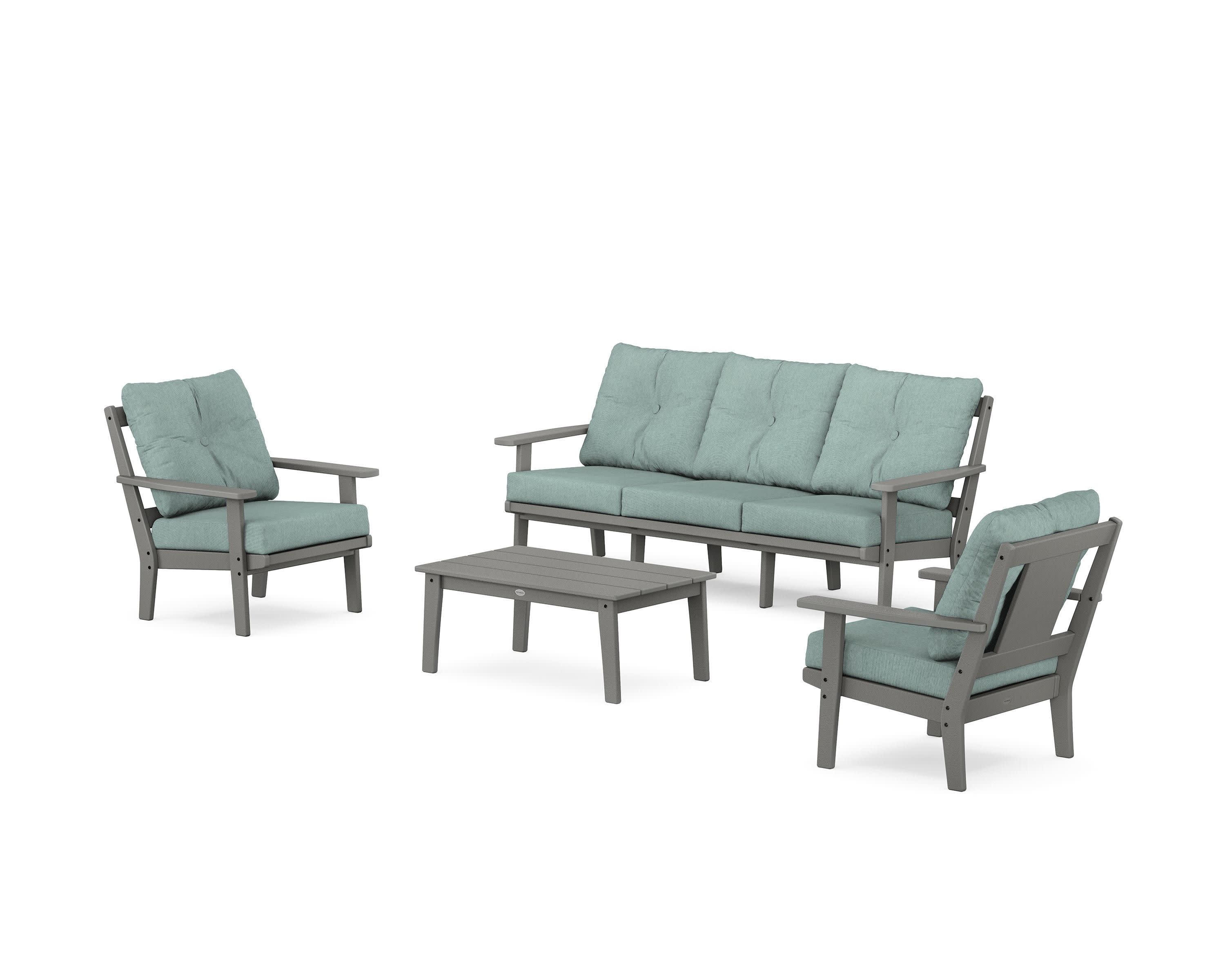 Prairie 4-Piece Deep Seating Set with Sofa in Slate Grey / Glacier Spa