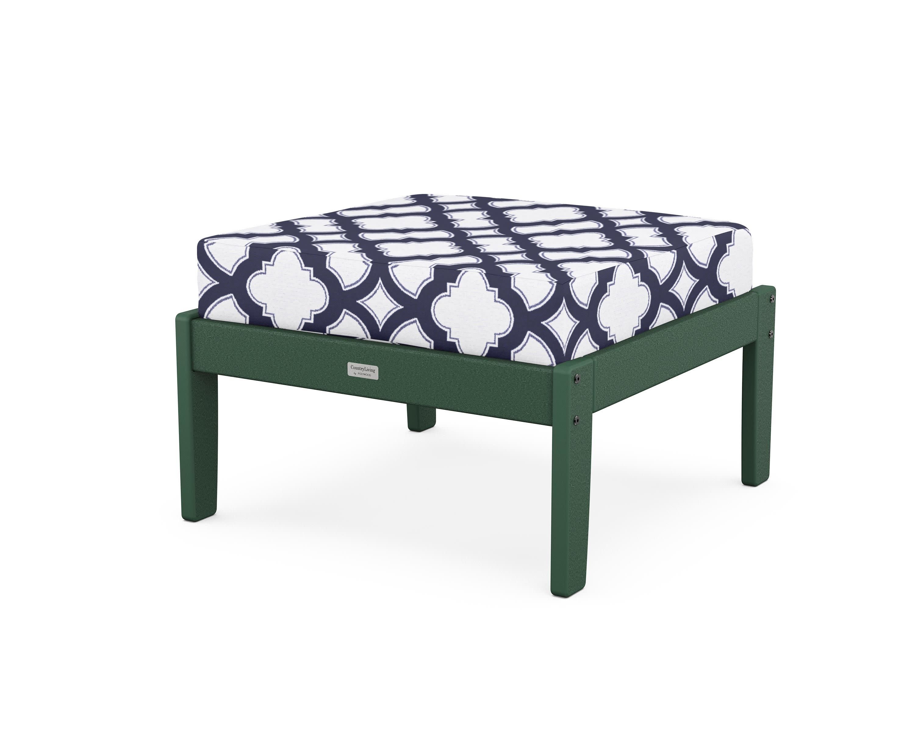 Cottage Deep Seating Ottoman in Green / Trellis Navy