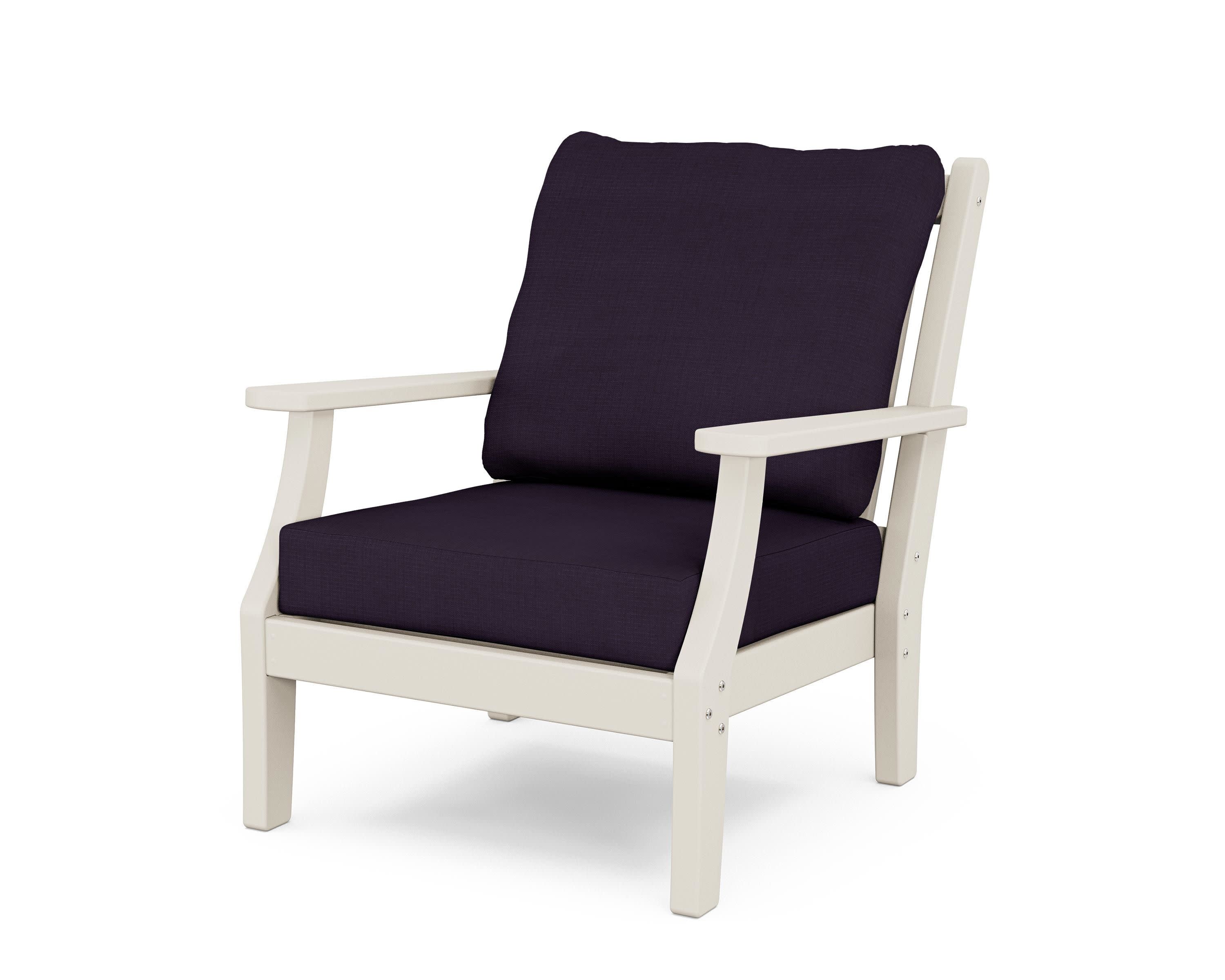 Wovendale Deep Seating Chair in Sand / Navy Linen