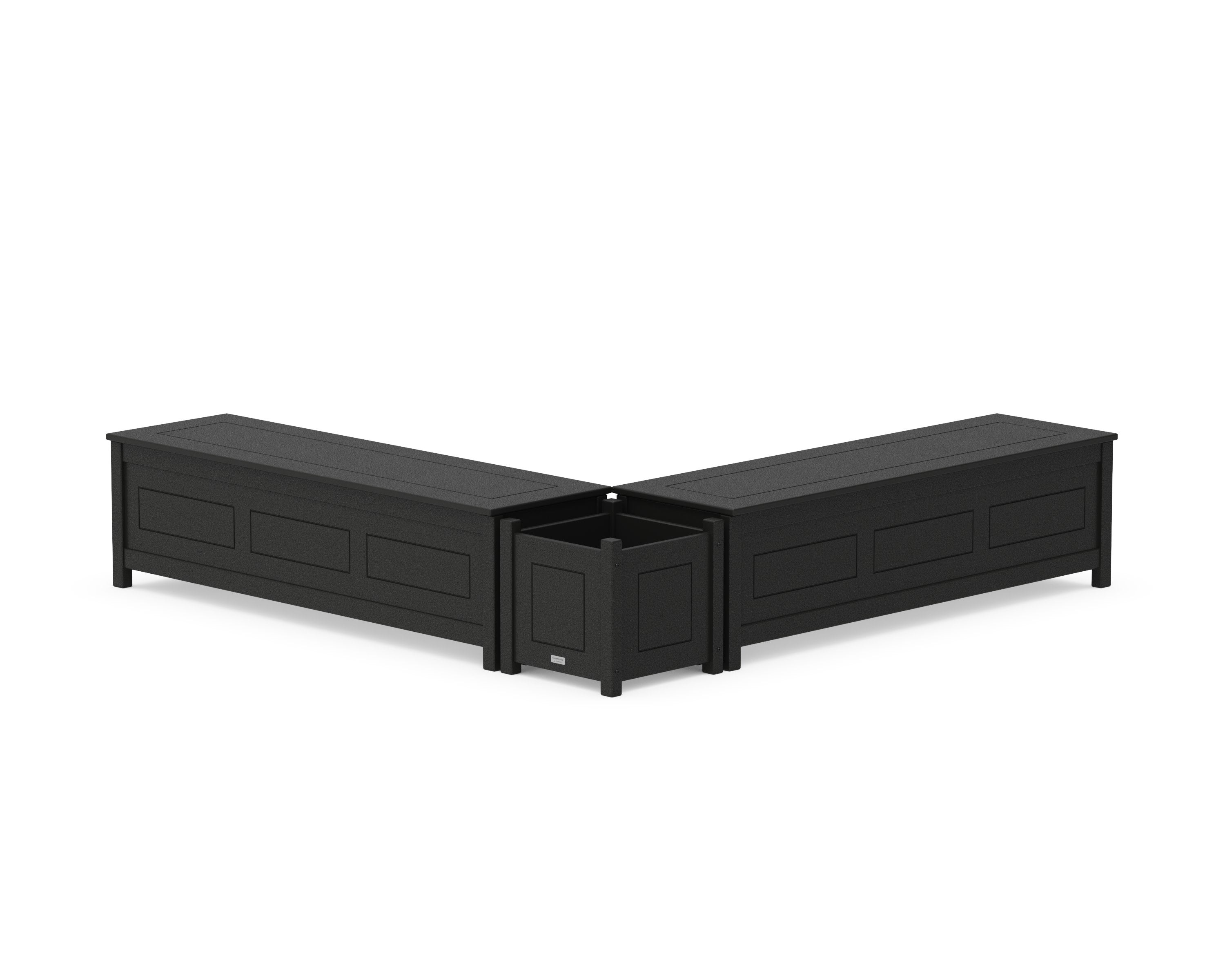 60" Country Living L- Shaped Planter Storage Bench Set in Black
