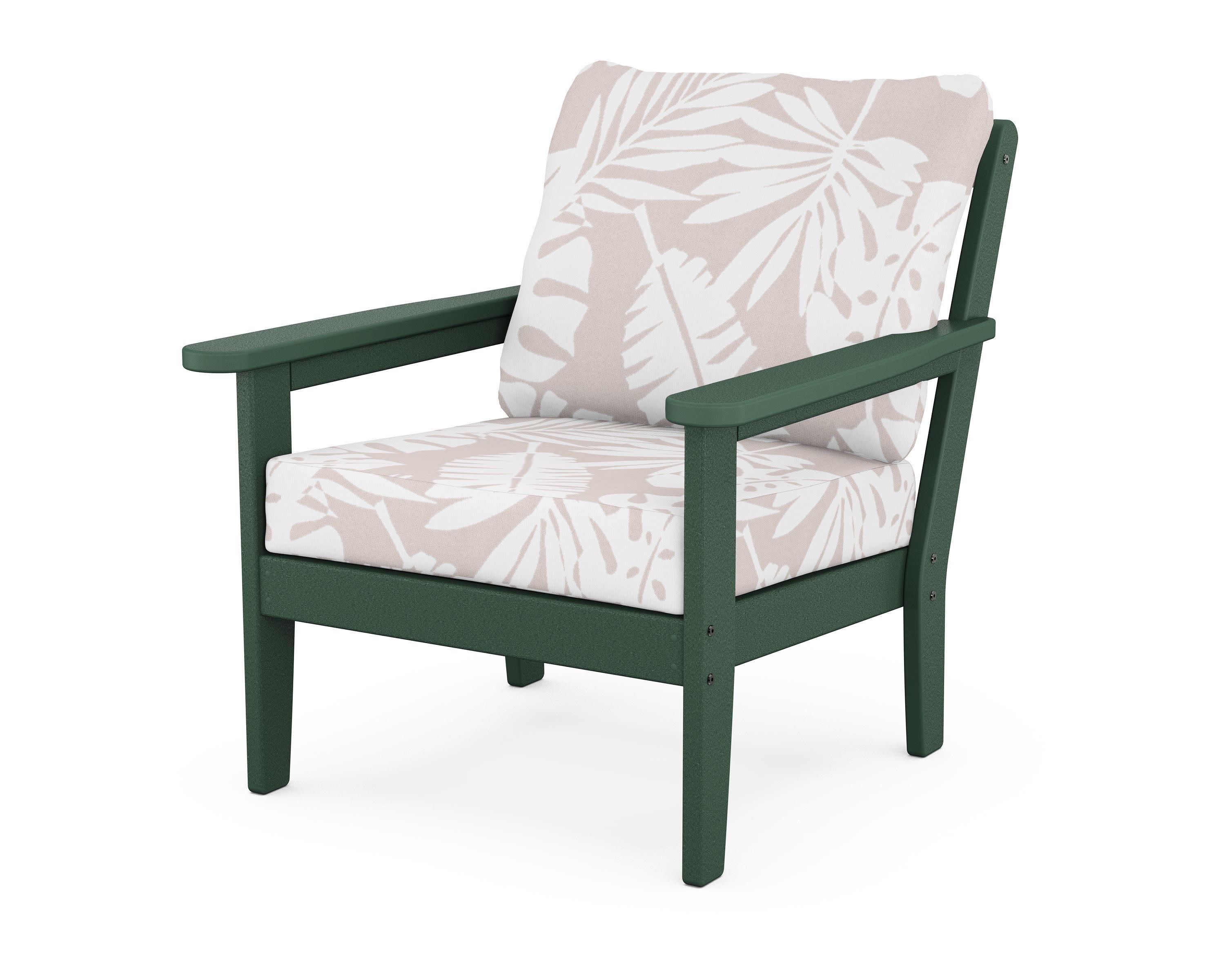 Cottage Deep Seating Chair in Green / Leaf Dune Burlap