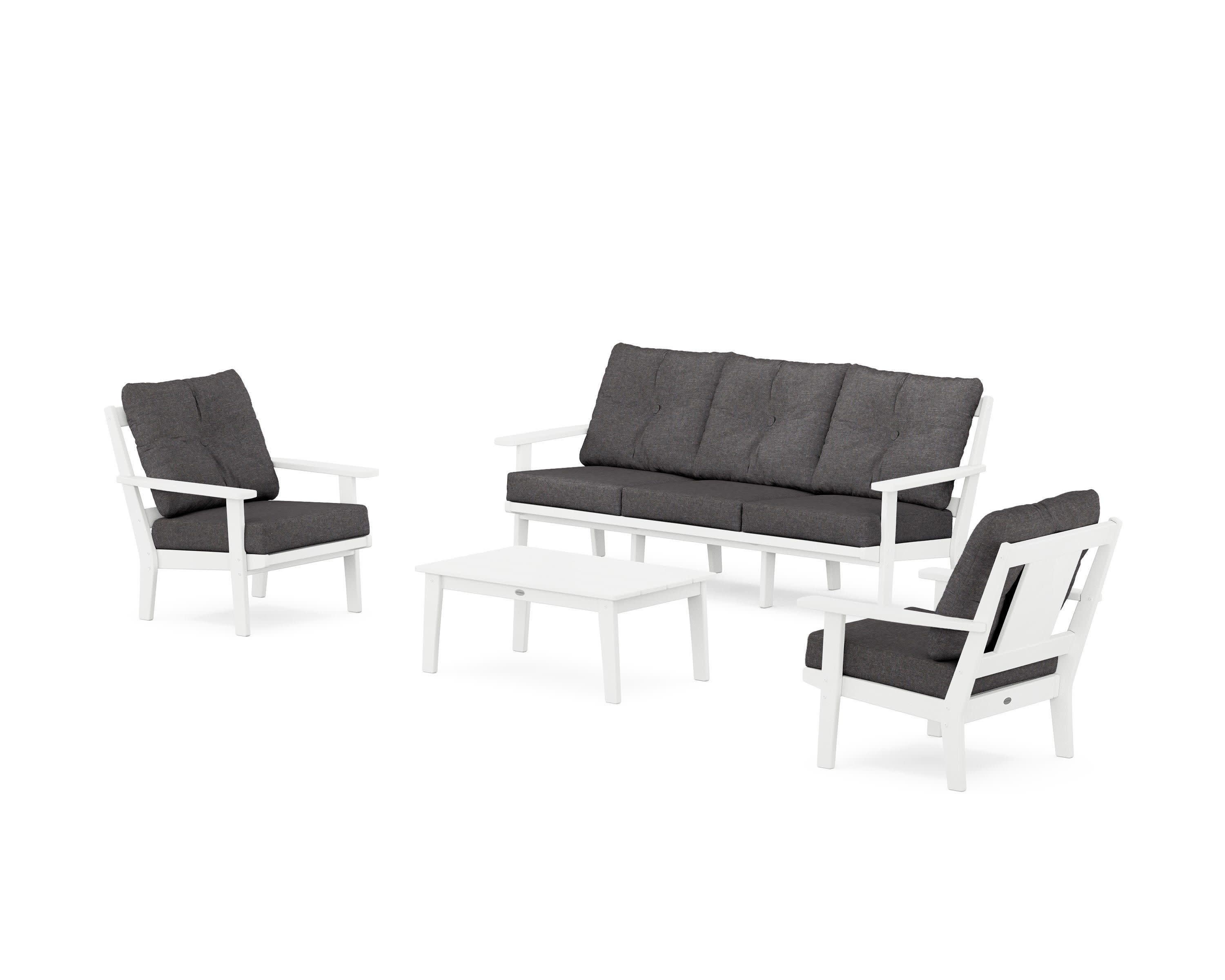 Prairie 4-Piece Deep Seating Set with Sofa in White / Ash Charcoal