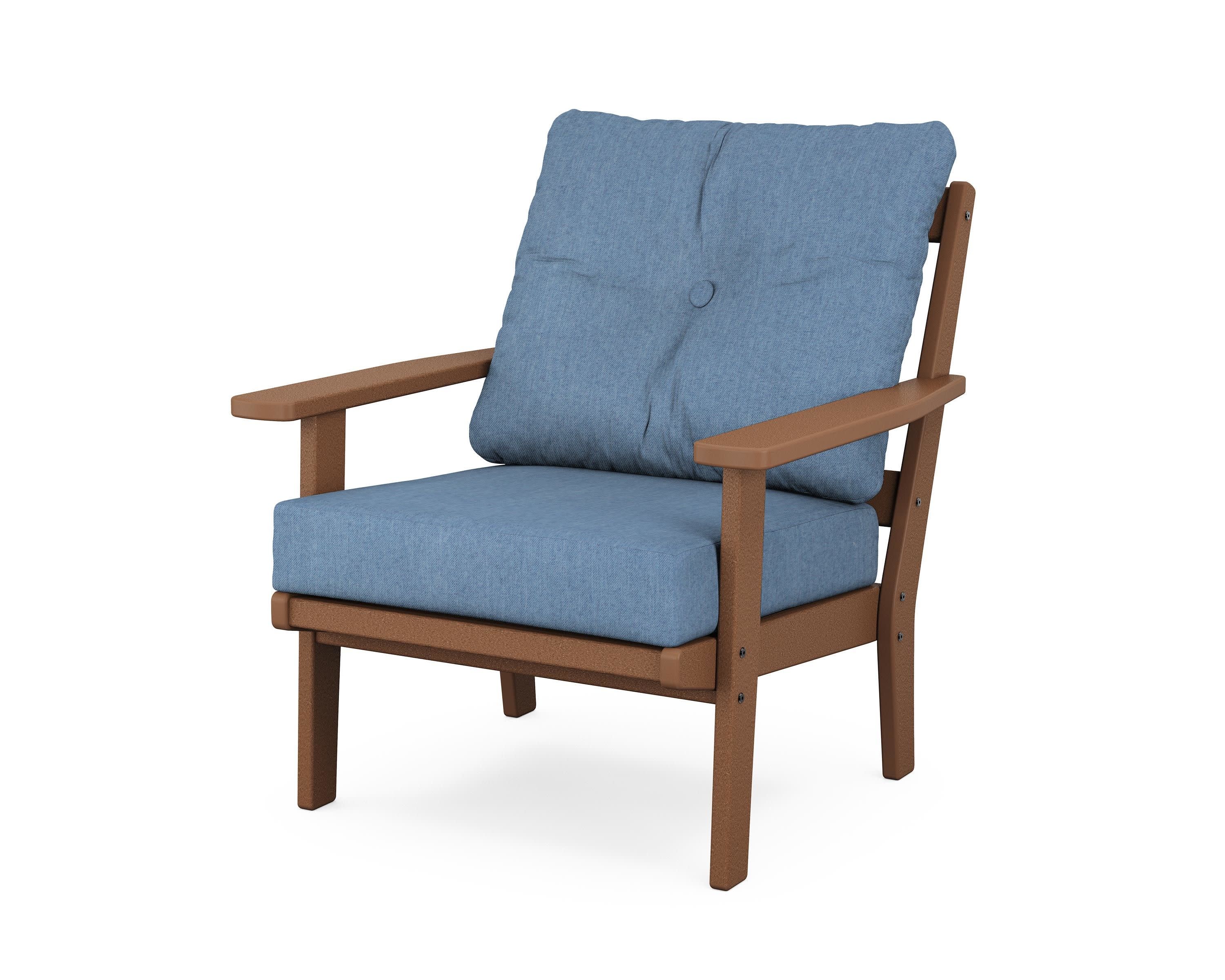 Prairie Deep Seating Chair in Teak / Sky Blue