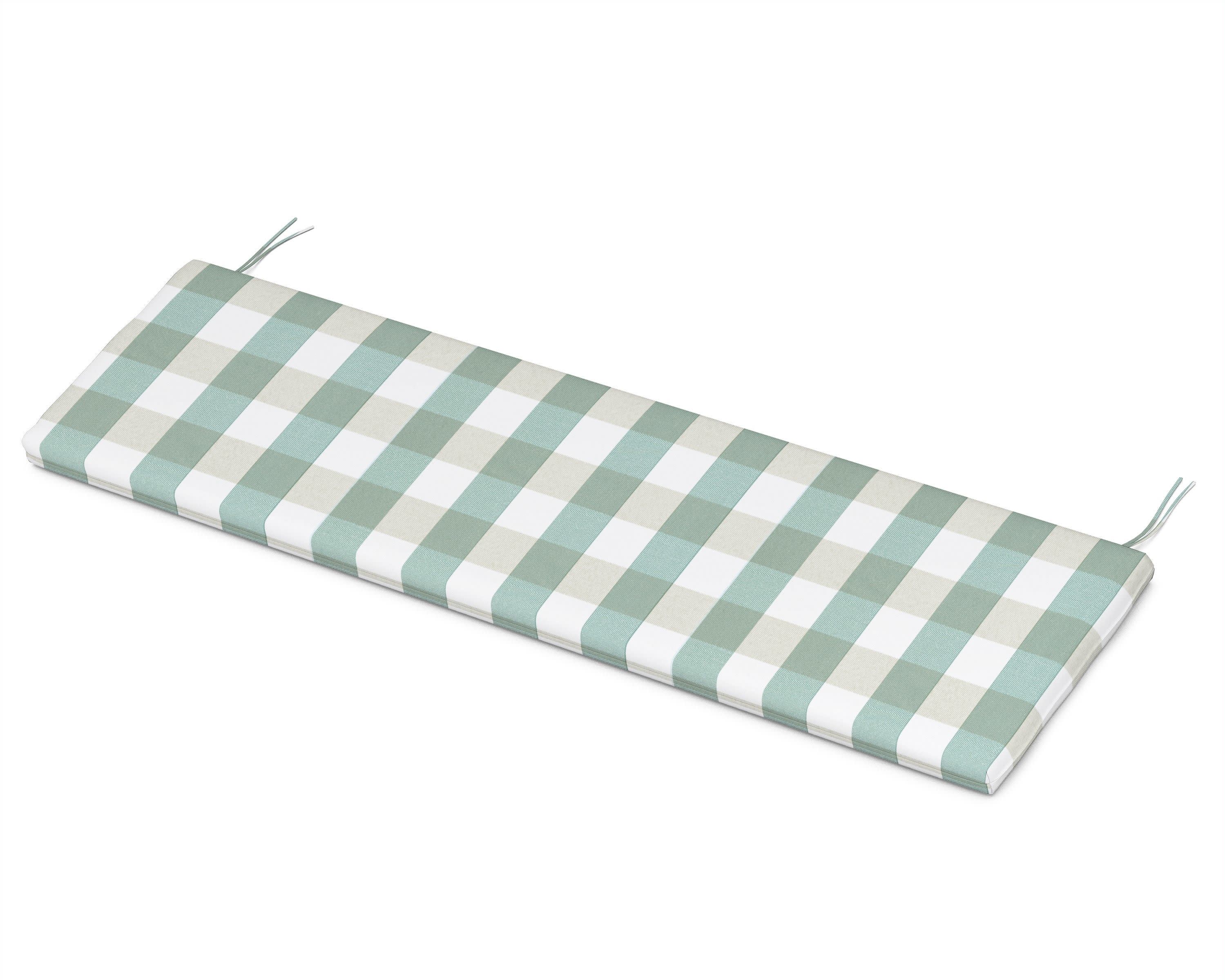 Bench Seat Cushion - 17.5"D x 55"W x 2.5"H in Buffalo Plaid Glacier Spa