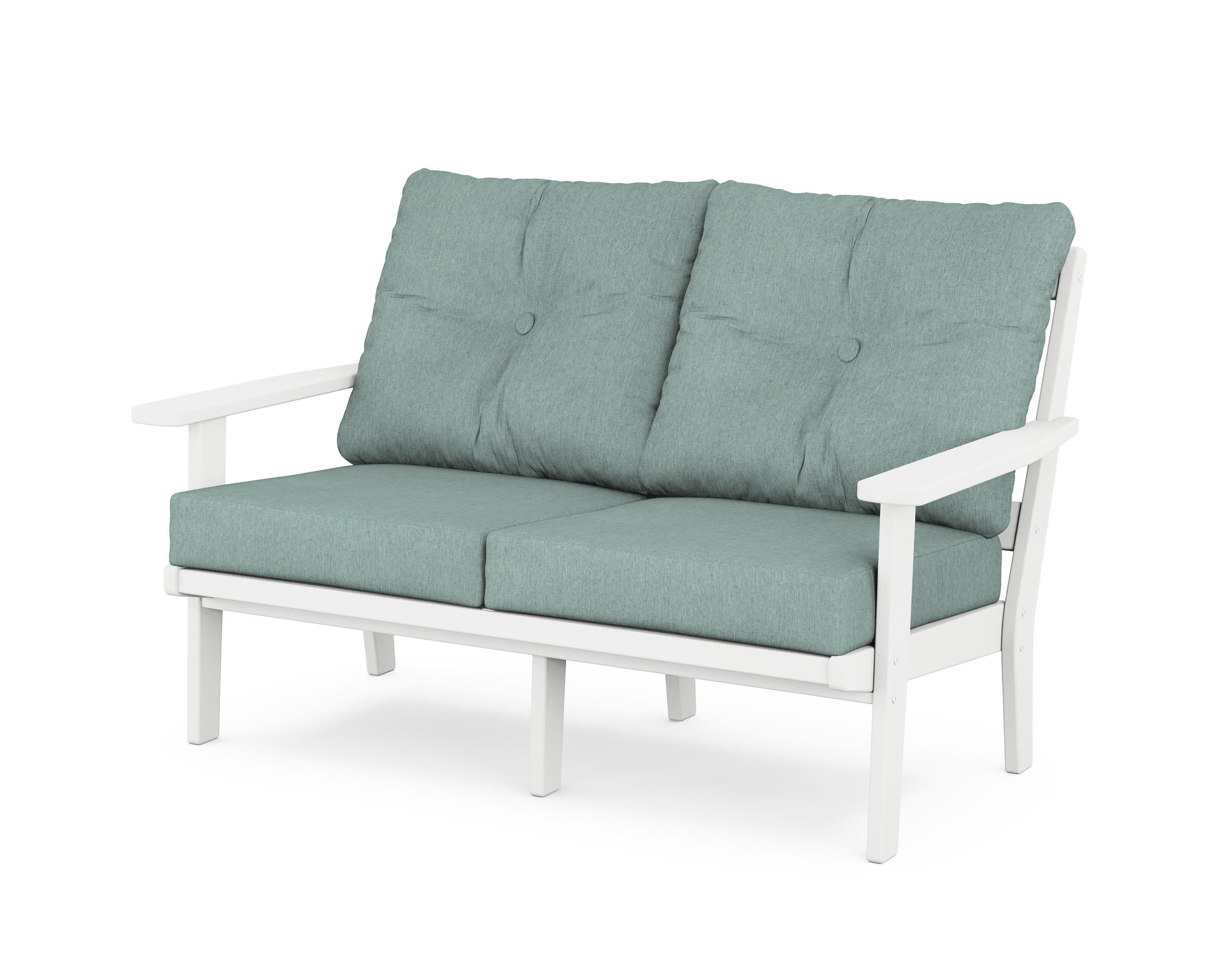 Prairie Deep SeatingLoveseat in White / Glacier Spa