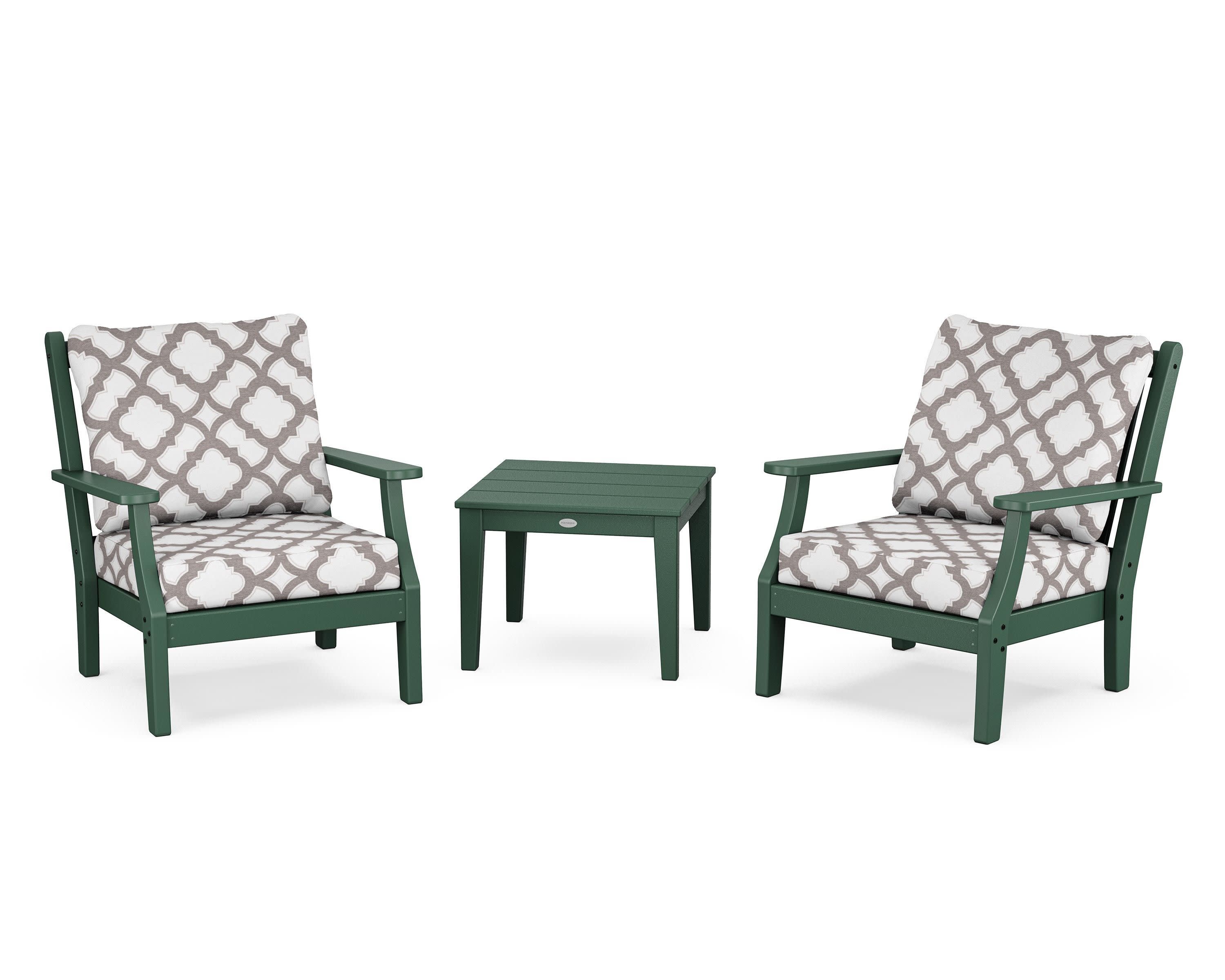 Wovendale 3-Piece Deep Seating Set in Green / Trellis Grey Mist
