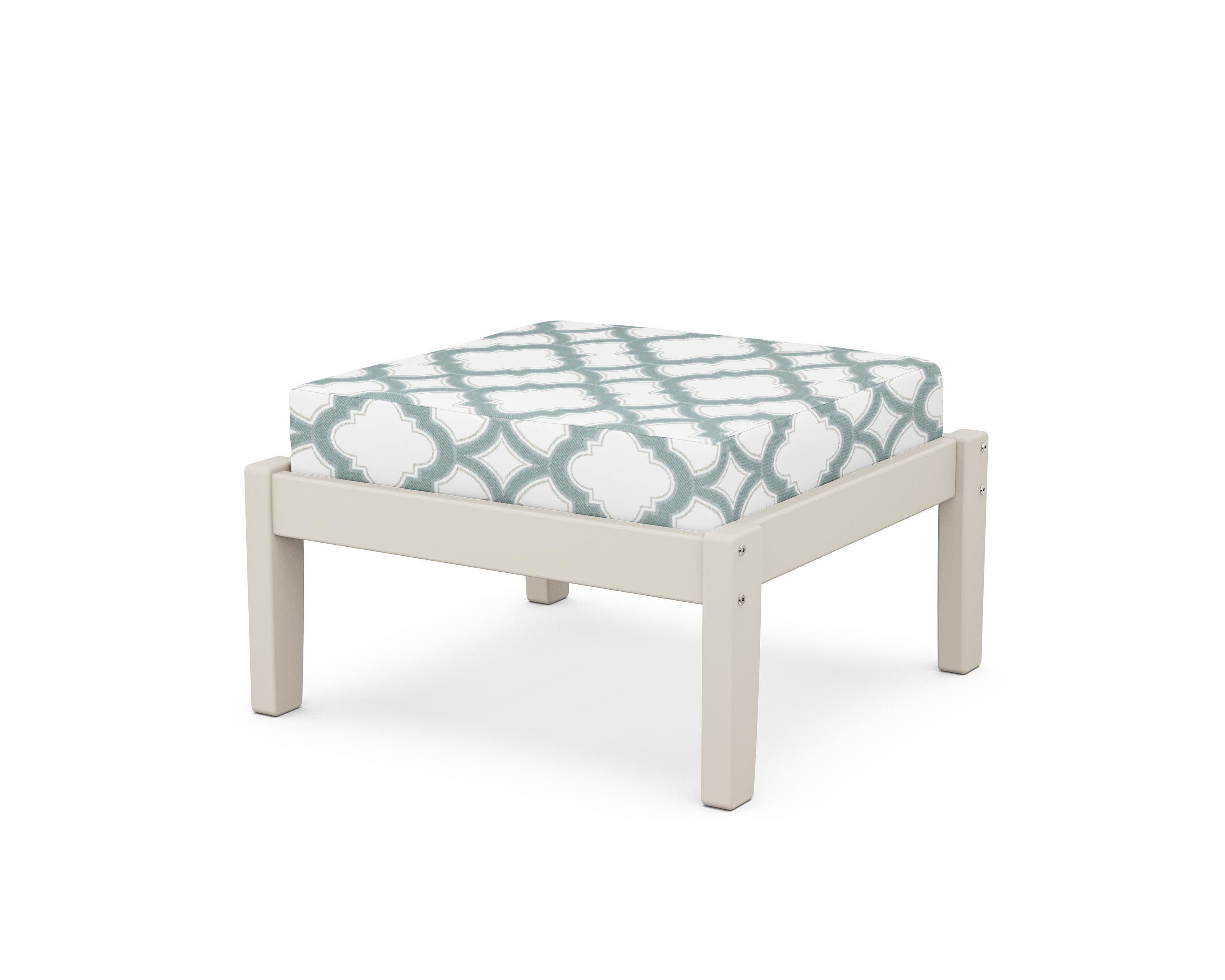 Deep Seating Ottoman in Sand / Trellis Glacier Spa