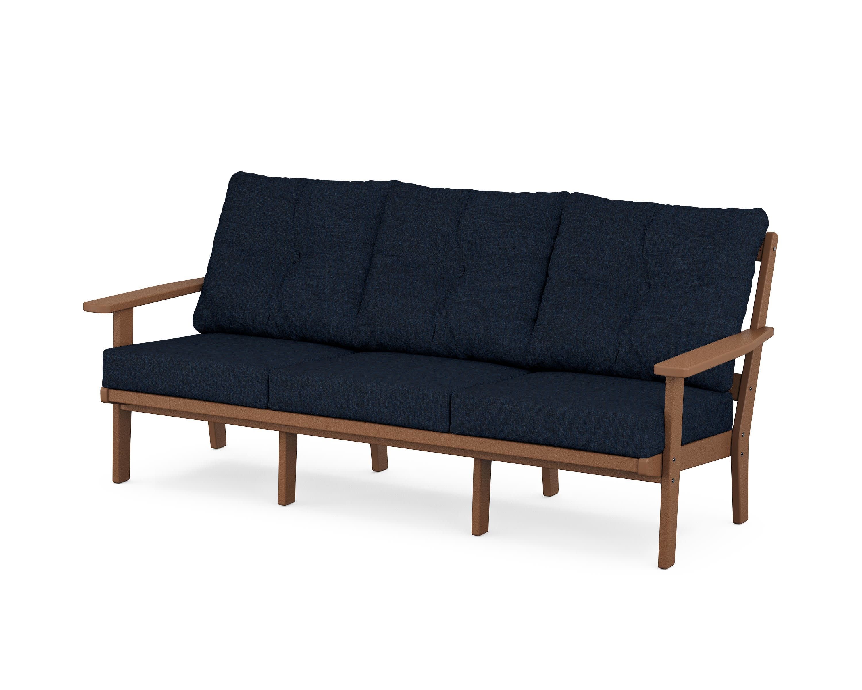 PrairieDeep Seating Sofa in Teak / Marine Indigo