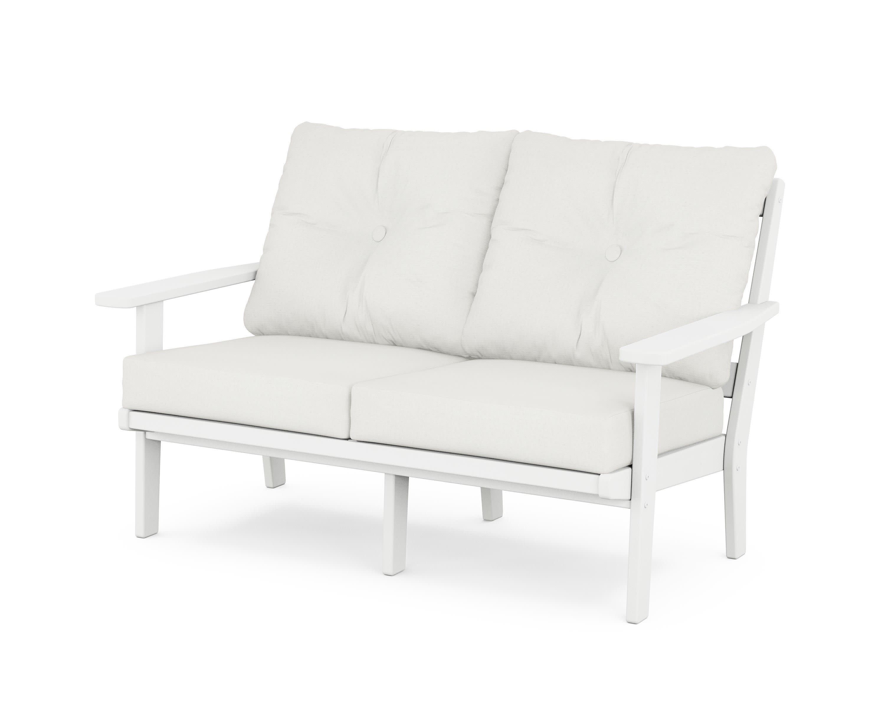 Prairie Deep SeatingLoveseat in White / Natural Linen