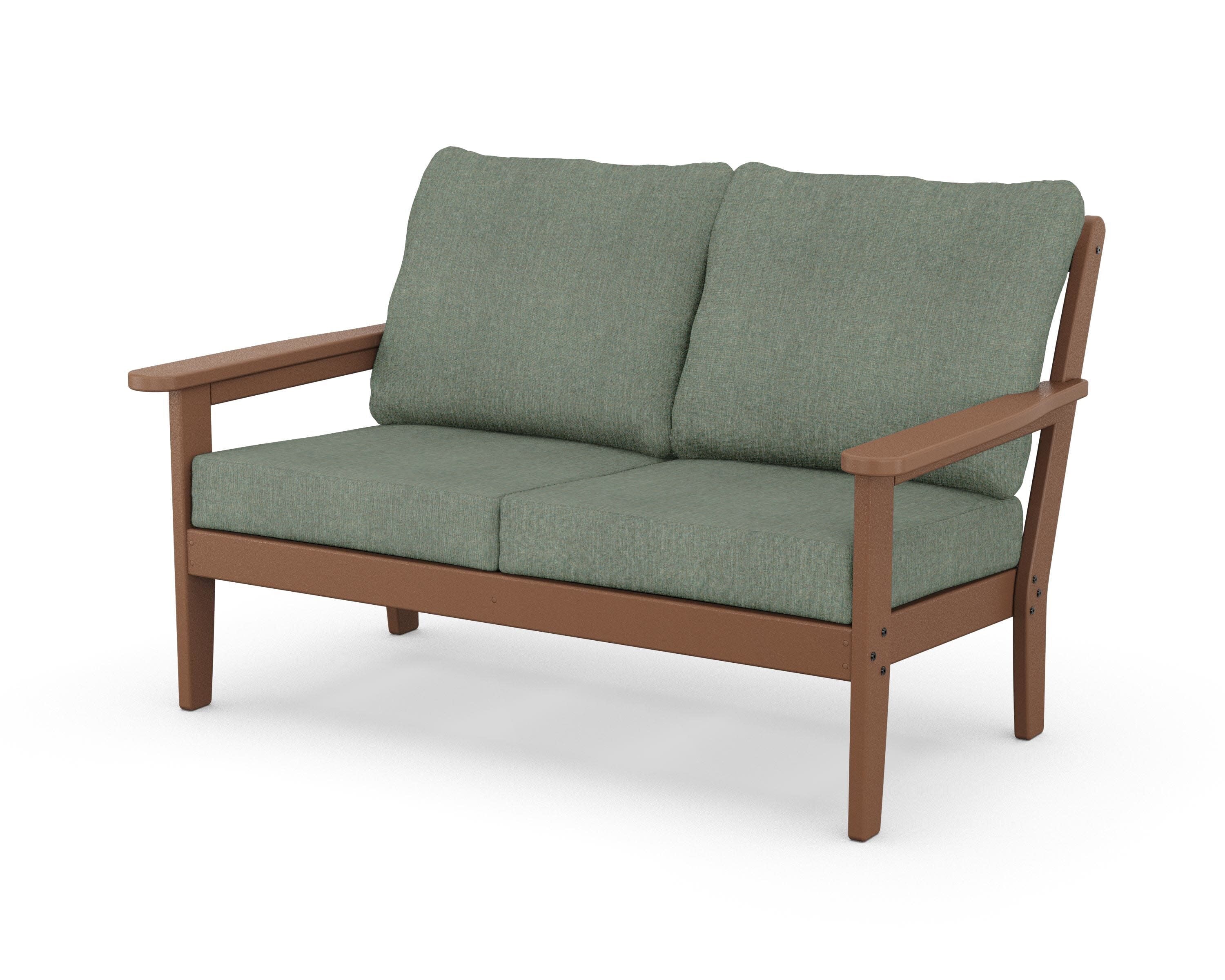 Cottage Deep Seating Loveseat in Teak / Cast Sage