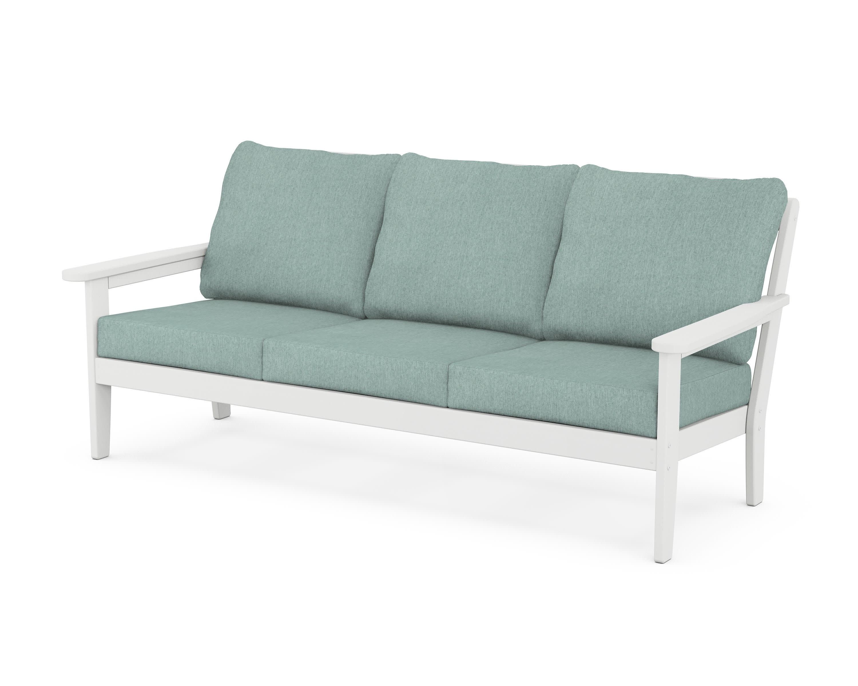Cottage Deep Seating Sofa in White / Glacier Spa