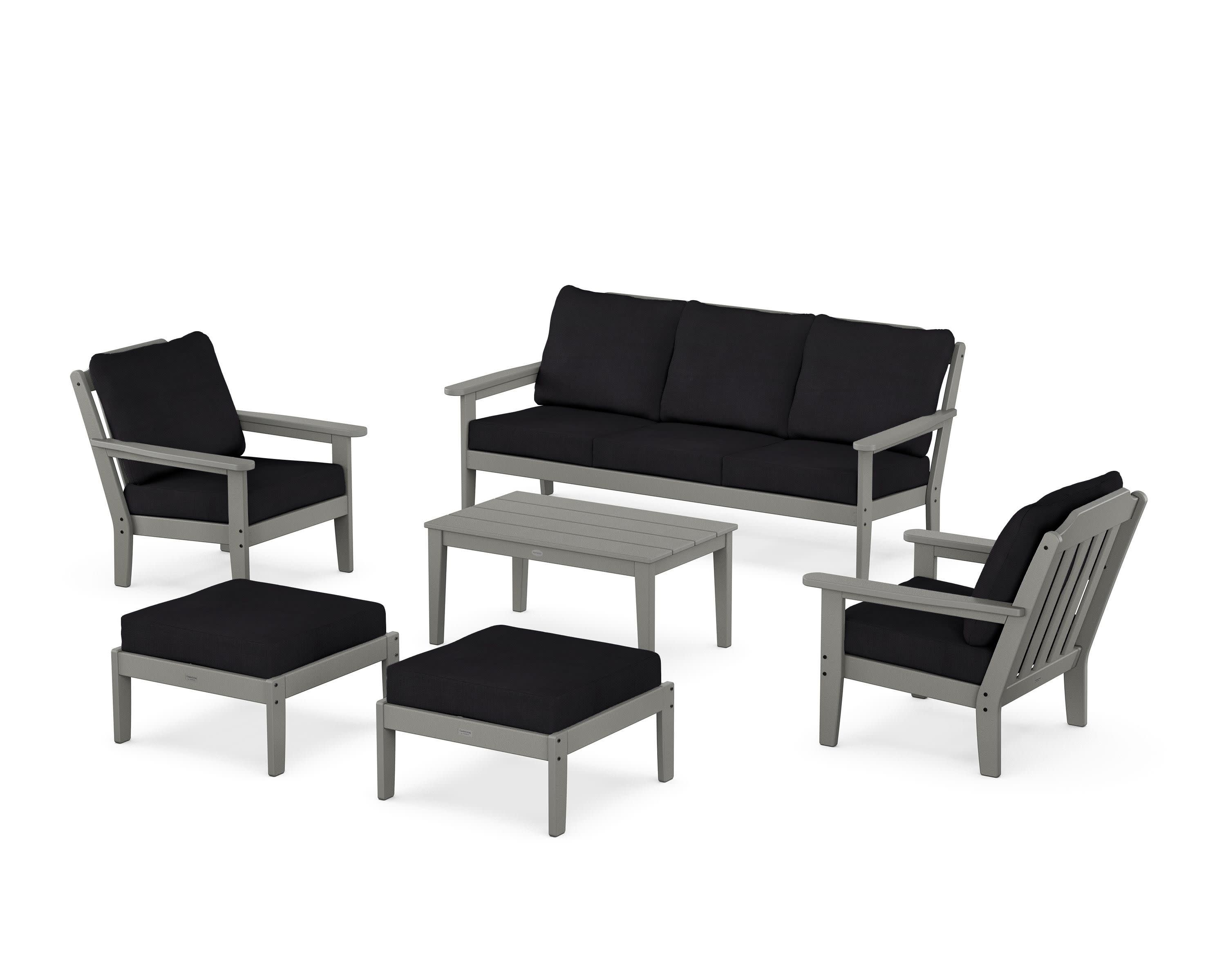 Cottage 6-Piece Lounge Sofa Set in Slate Grey / Midnight Linen