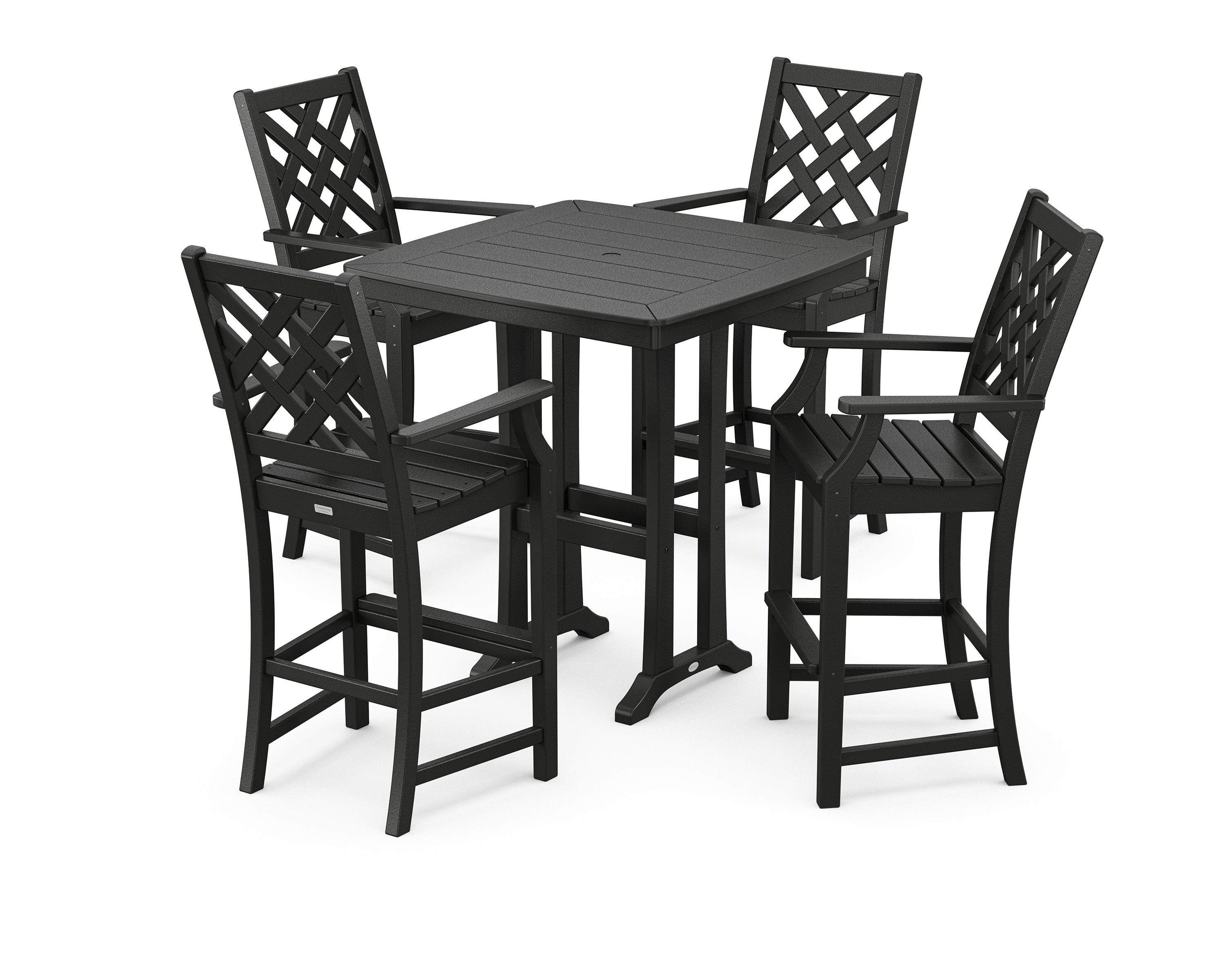 Wovendale 5-Piece Bar Set with Trestle Legs in Black