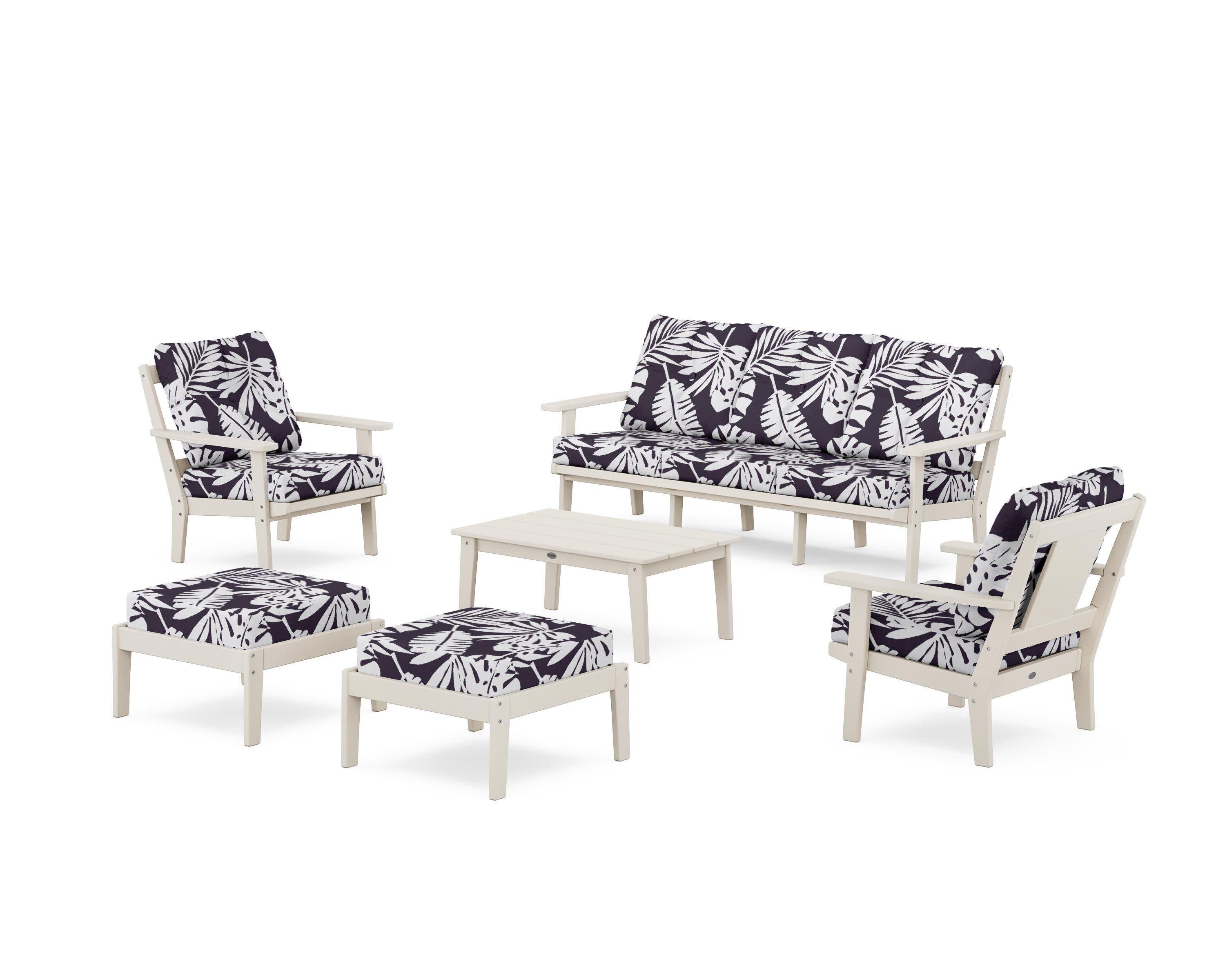 Prairie 6-Piece Lounge Sofa Set in Sand / Leaf Navy