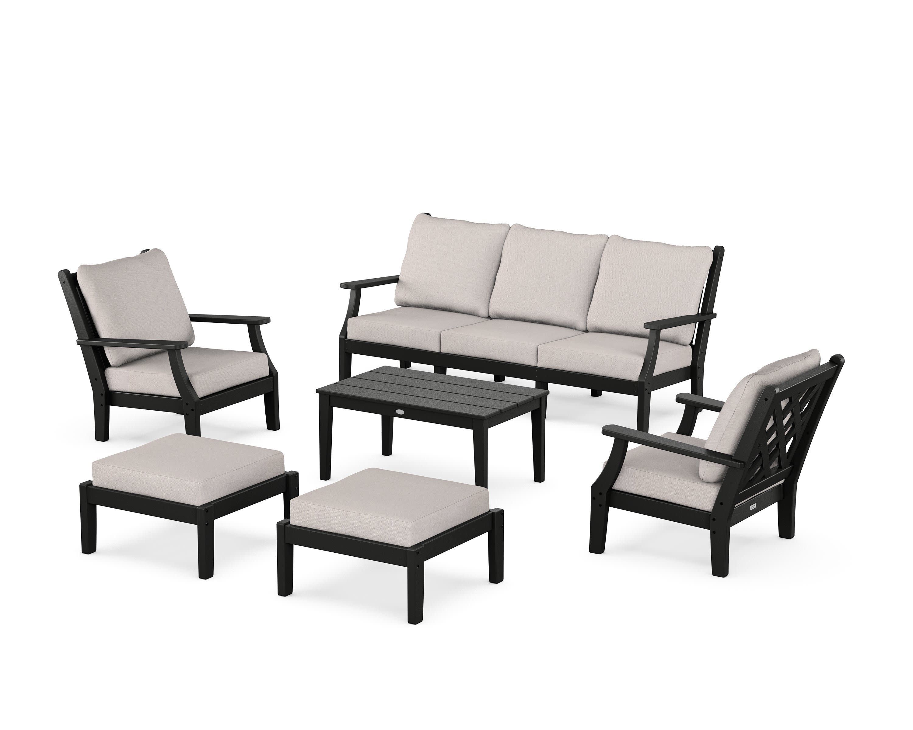 Wovendale 6-Piece Lounge Sofa Set in Black / Dune Burlap
