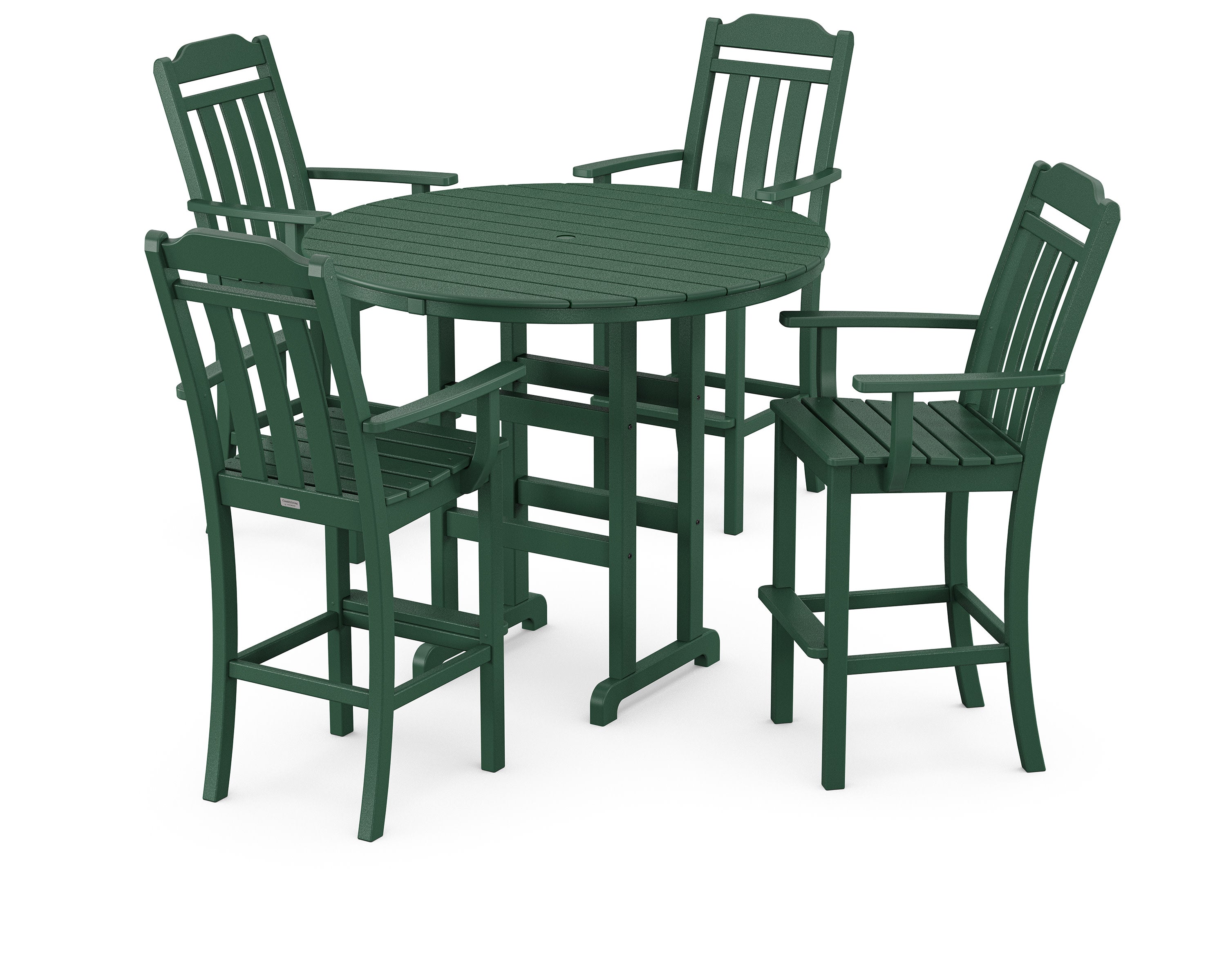 Cottage 5-Piece Round Farmhouse Bar Set in Green