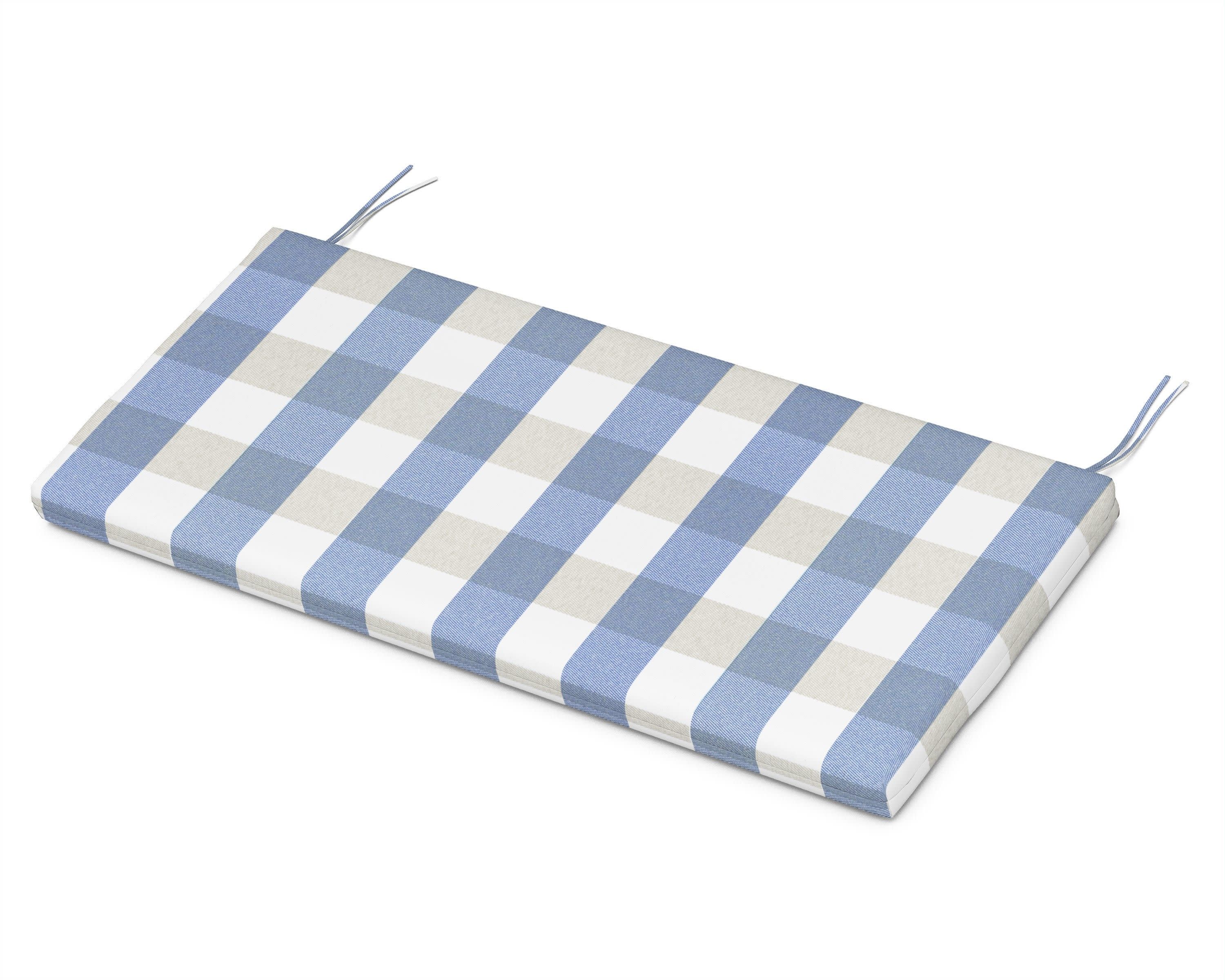 Bench Seat Cushion - 17.25"D x 43.5"W x 2.5"H in Buffalo Plaid Sky Blue
